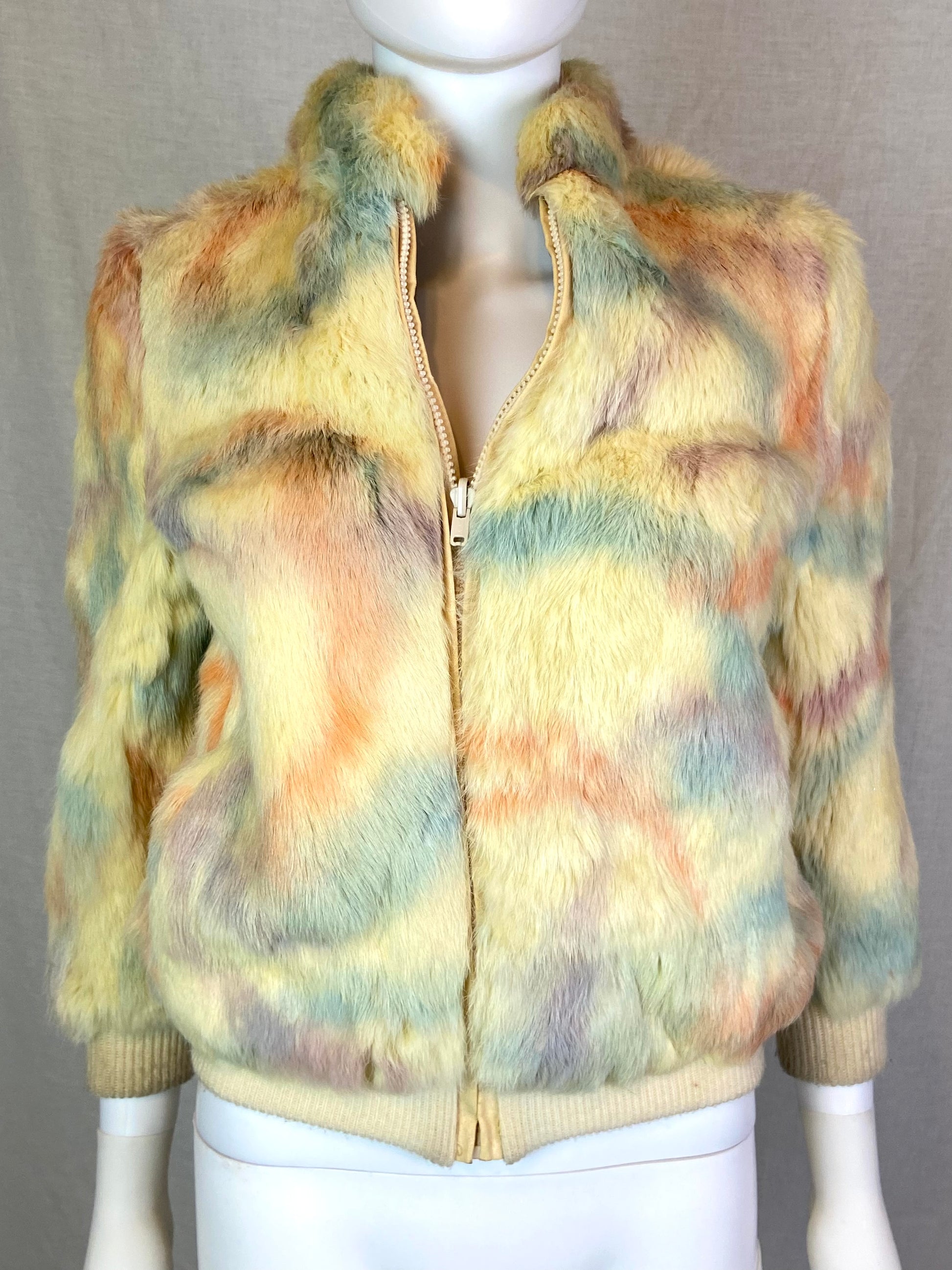 Vintage Comex Rainbow Tie Dye Fur Coat ABBY ESSIE STUDIOS