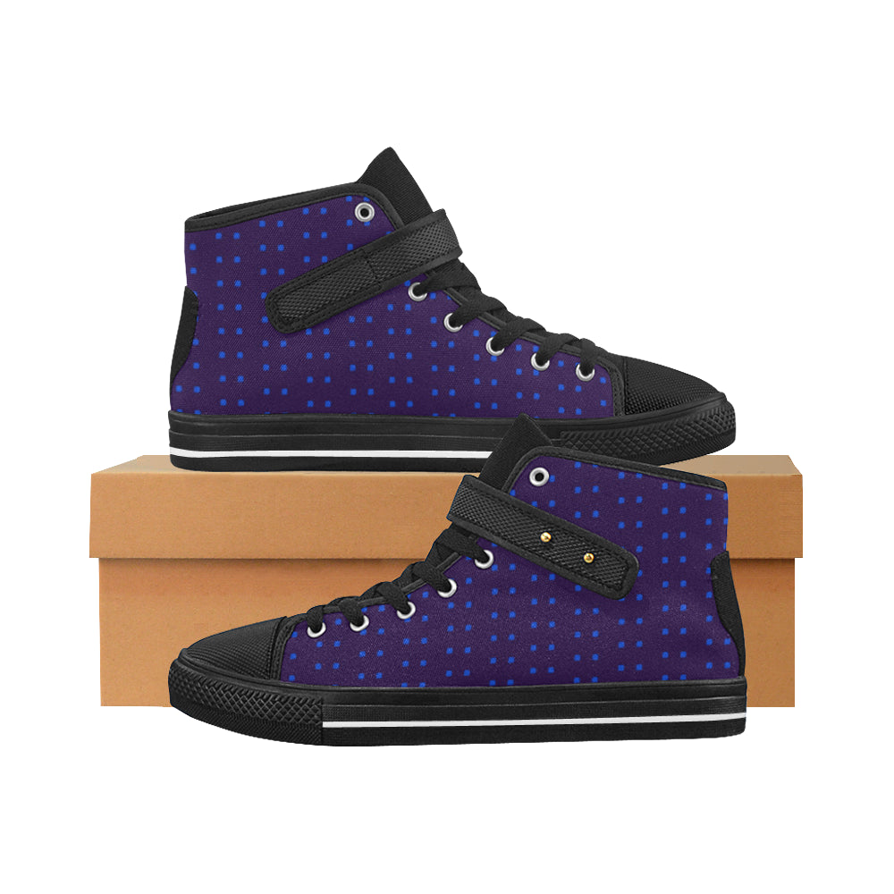 Fabric57 polka dots navy violet blue royal large Aquila Strap Women's Shoes (Model 1202) e-joyer