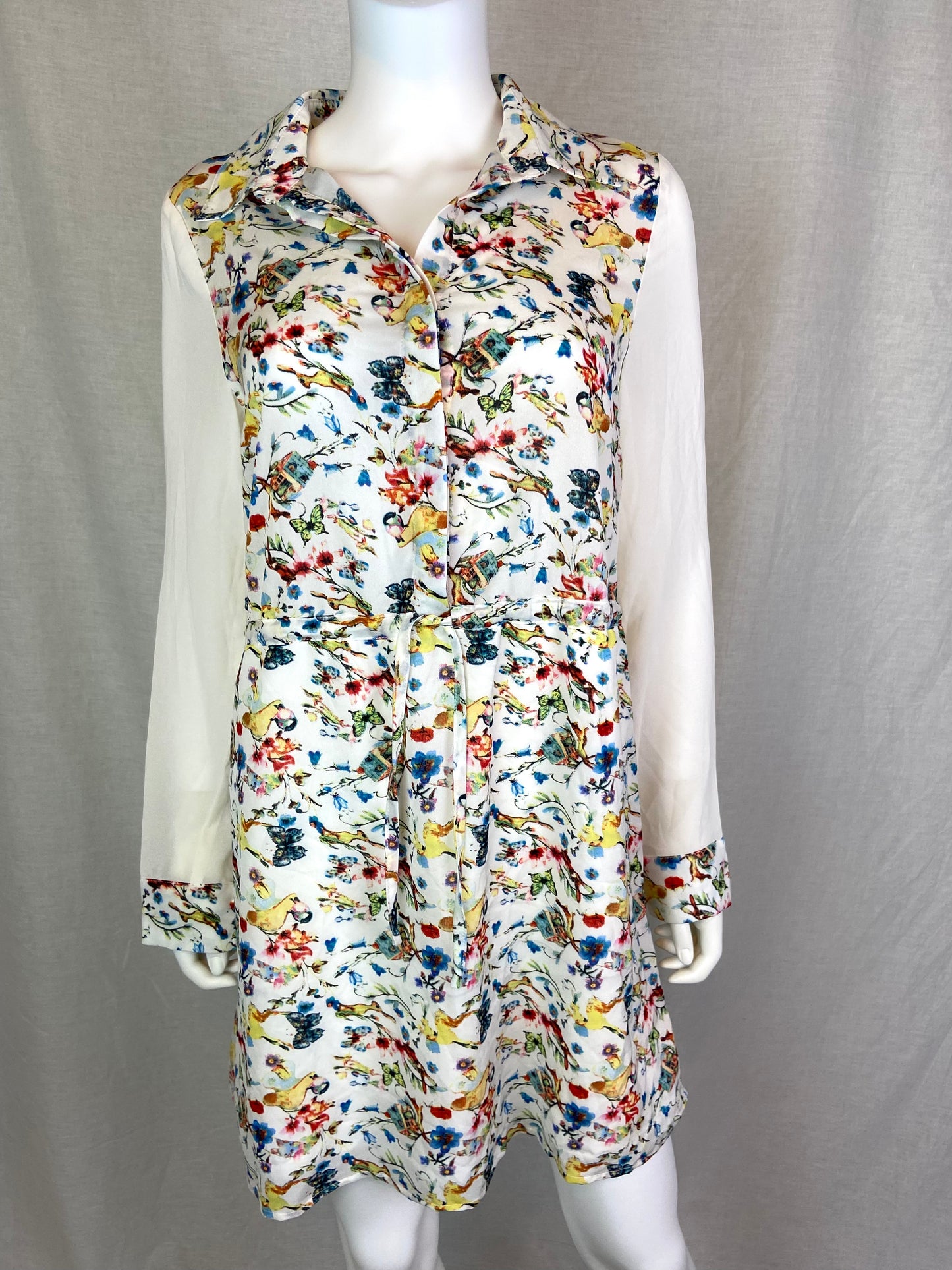 NEW ANNE SMITH Floral Beige Sheer Dress 10 M