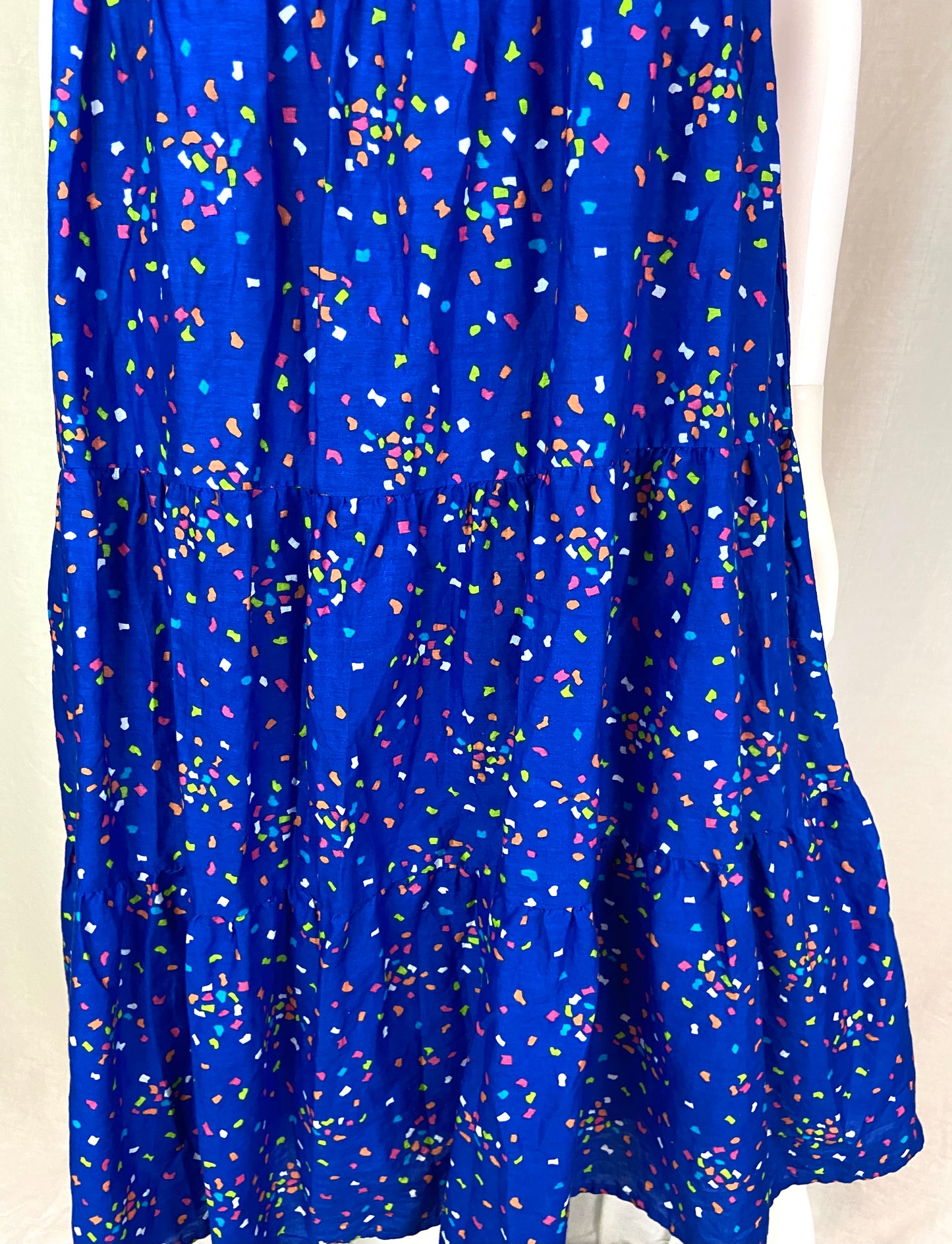 LAND’s END Blue Neon Geometric Sun Dress Medium 10-12 ABBY ESSIE STUDIOS