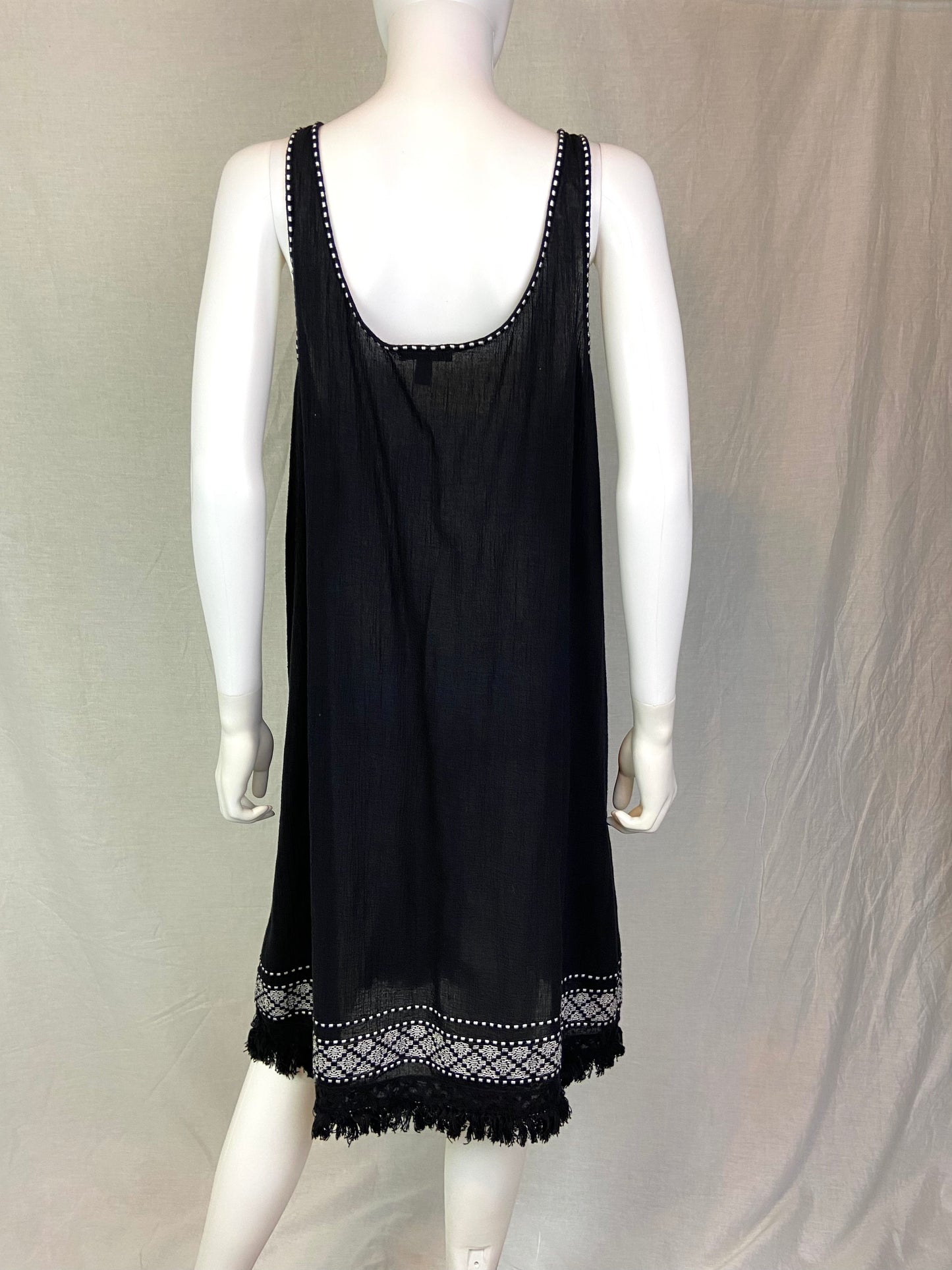 J CREW Black Tank Fringe Dress Coverup XL