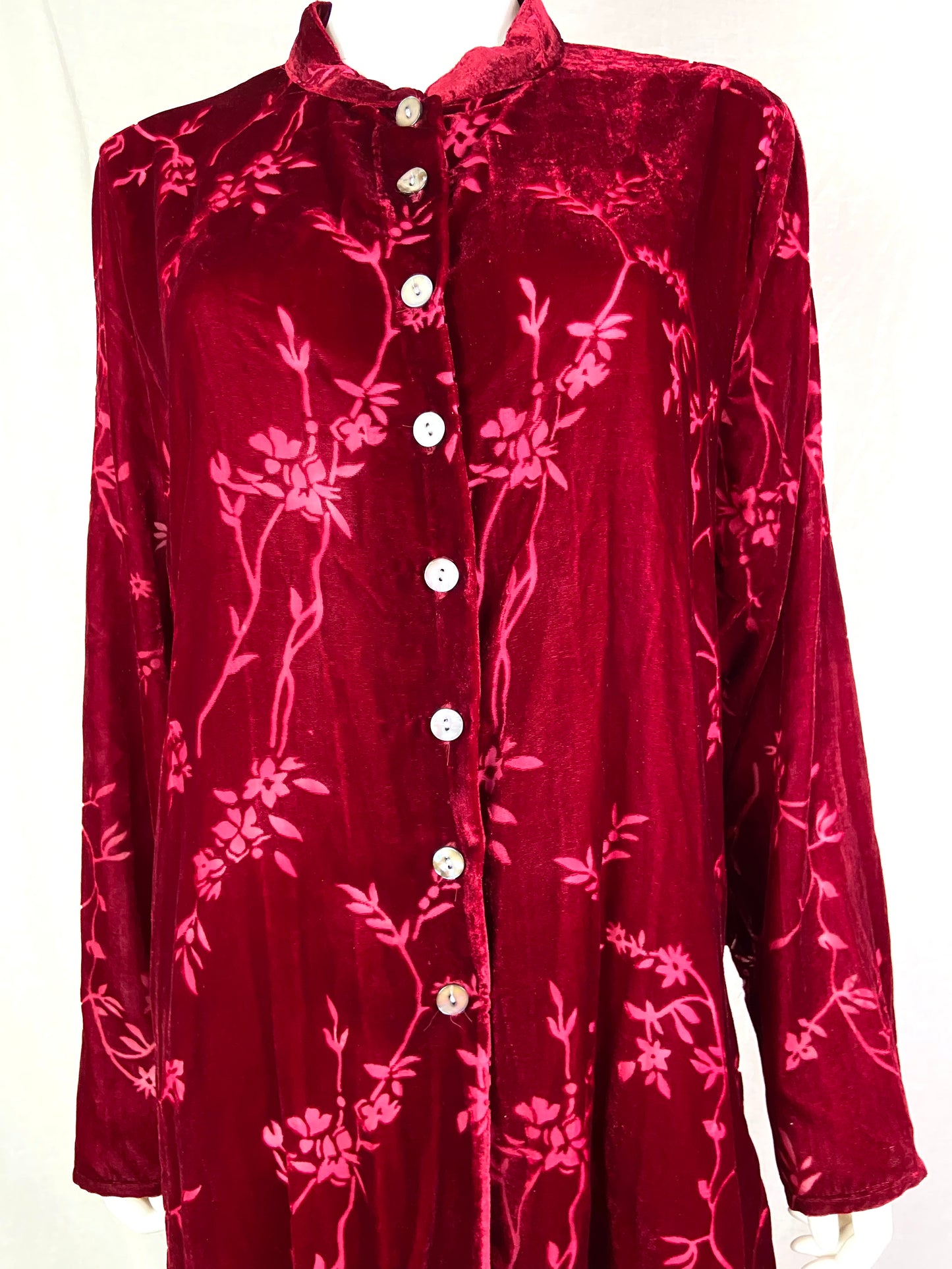 Victorian Red Velvet Floral Burnout Coat