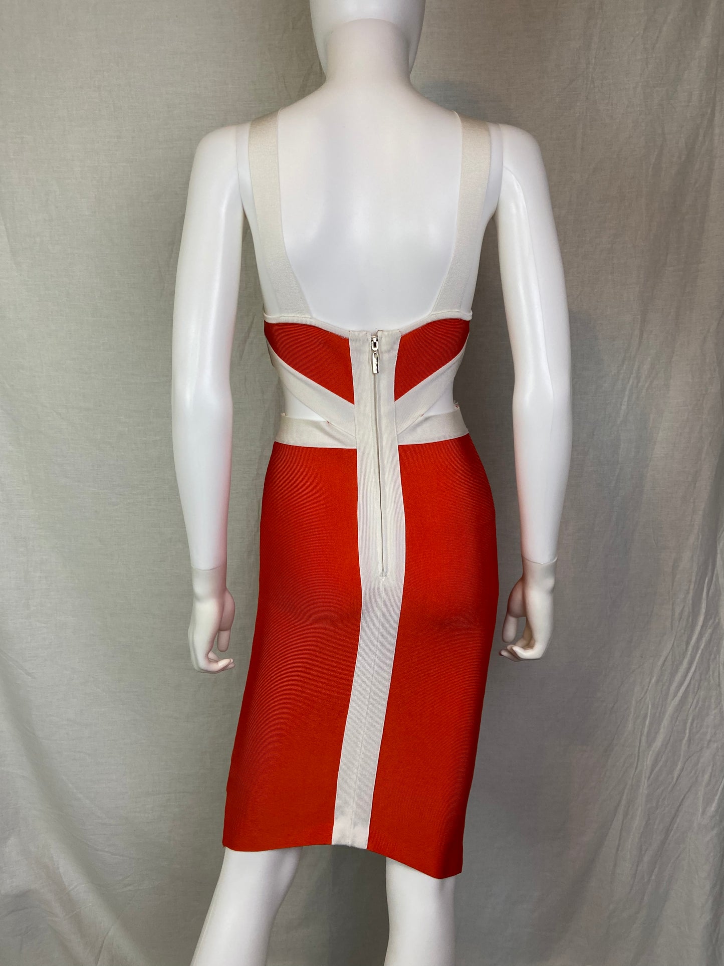 GUESS Orange Cream White Cut Out Cocktail Stretch Dress