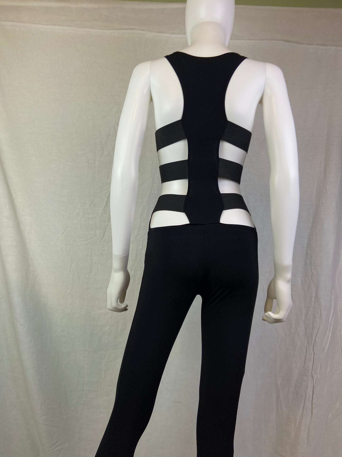 Black Stretch Cutout Back & Sides Jumpsuit ABBY ESSIE STUDIOS