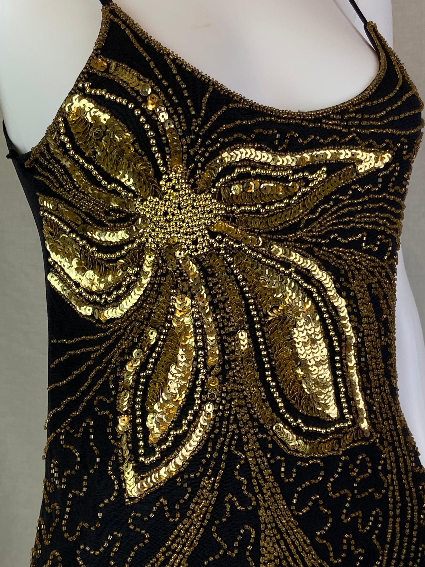 Extreme Black Gold Sequin Floral Tank NWT ABBY ESSIE STUDIOS