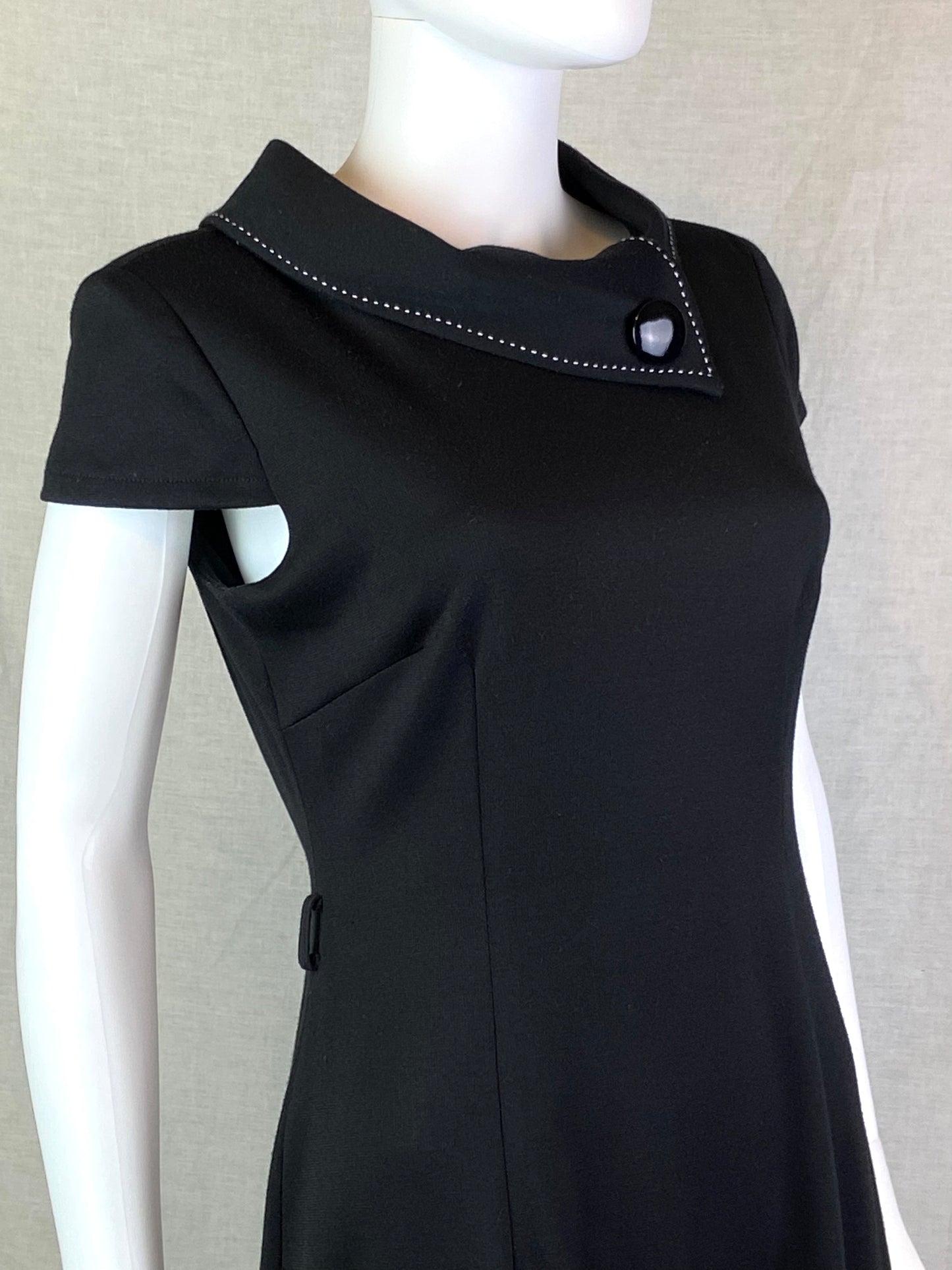 London Times Black Retro 60s Style Wool Sheath Dress ABBY ESSIE STUDIOS
