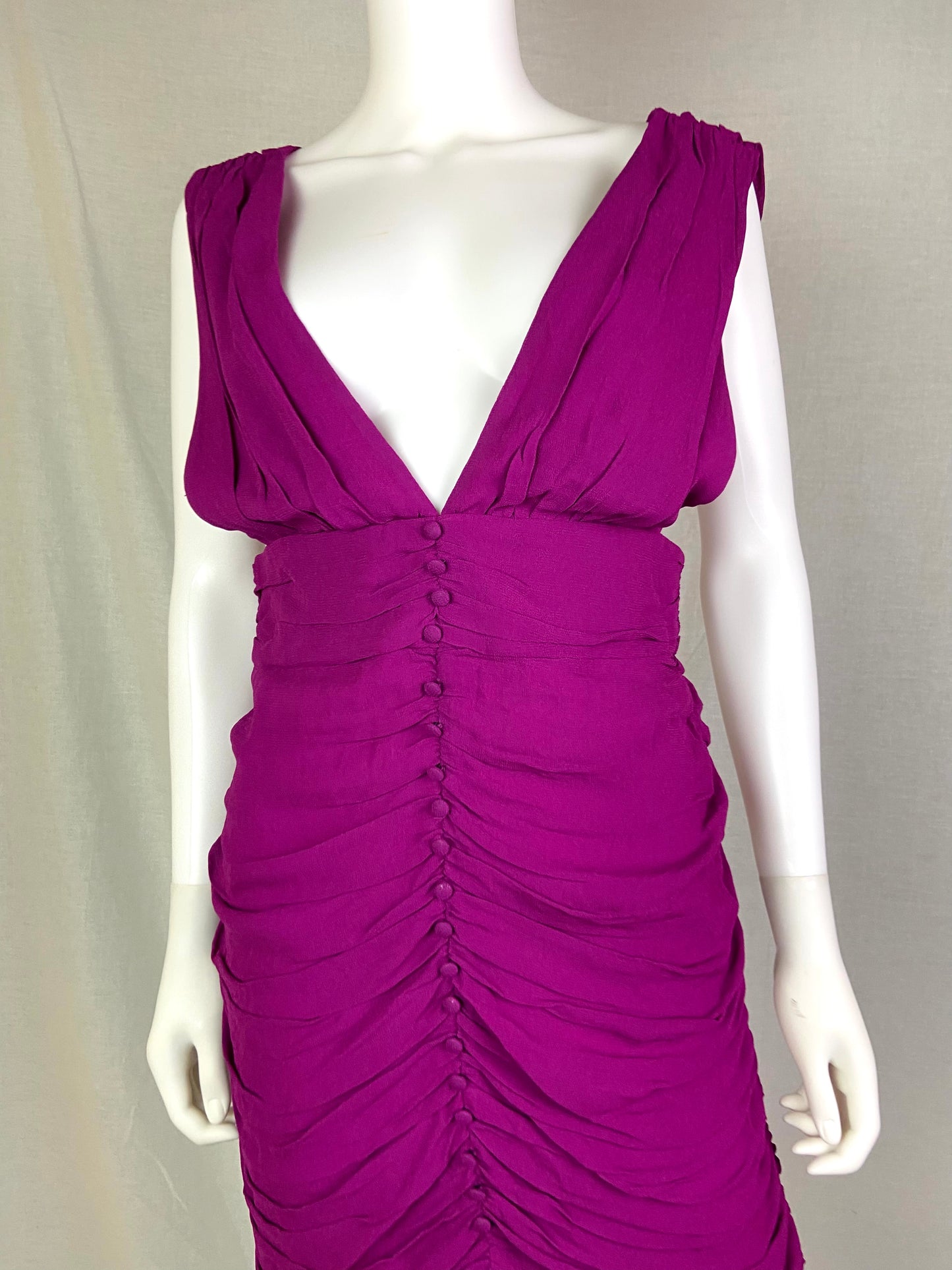 Forever 21 Violet Pink Silk Ruche Cocktail Dress NWT ABBY ESSIE STUDIOS