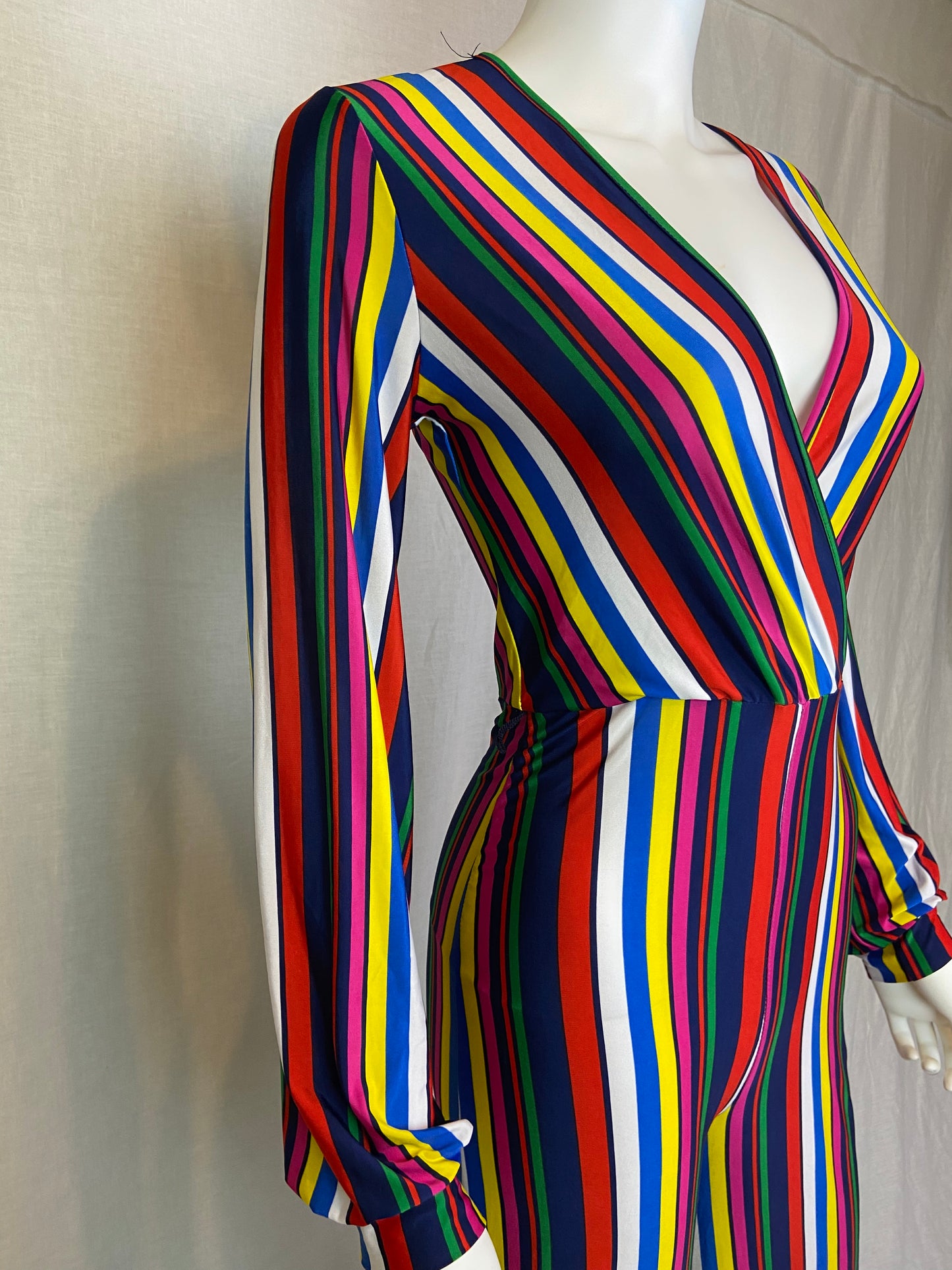 Rainbow Striped Jumpsuit Psntsuit Small ABBY ESSIE STUDIOS