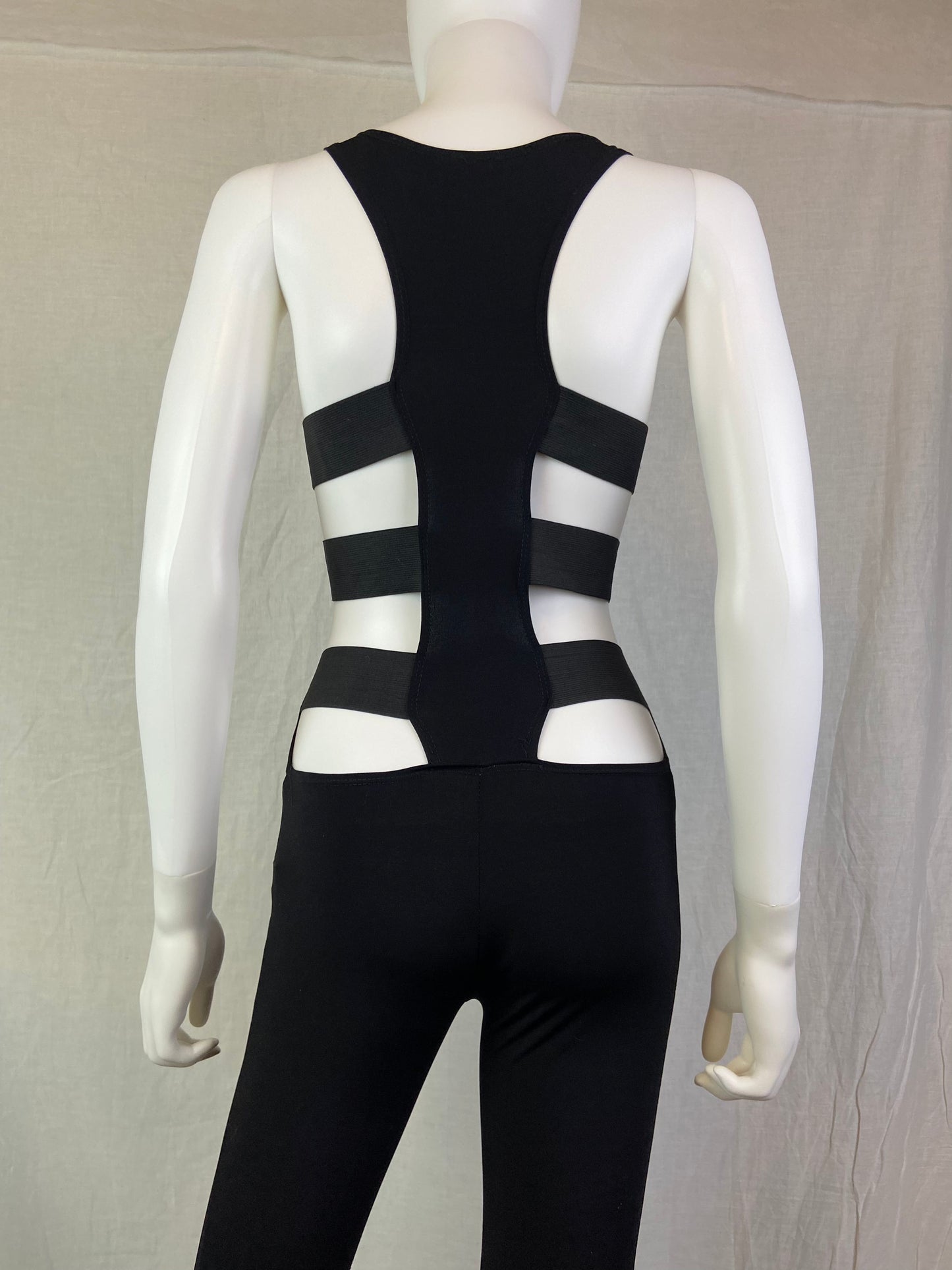 Black Stretch Cutout Back & Sides Jumpsuit ABBY ESSIE STUDIOS