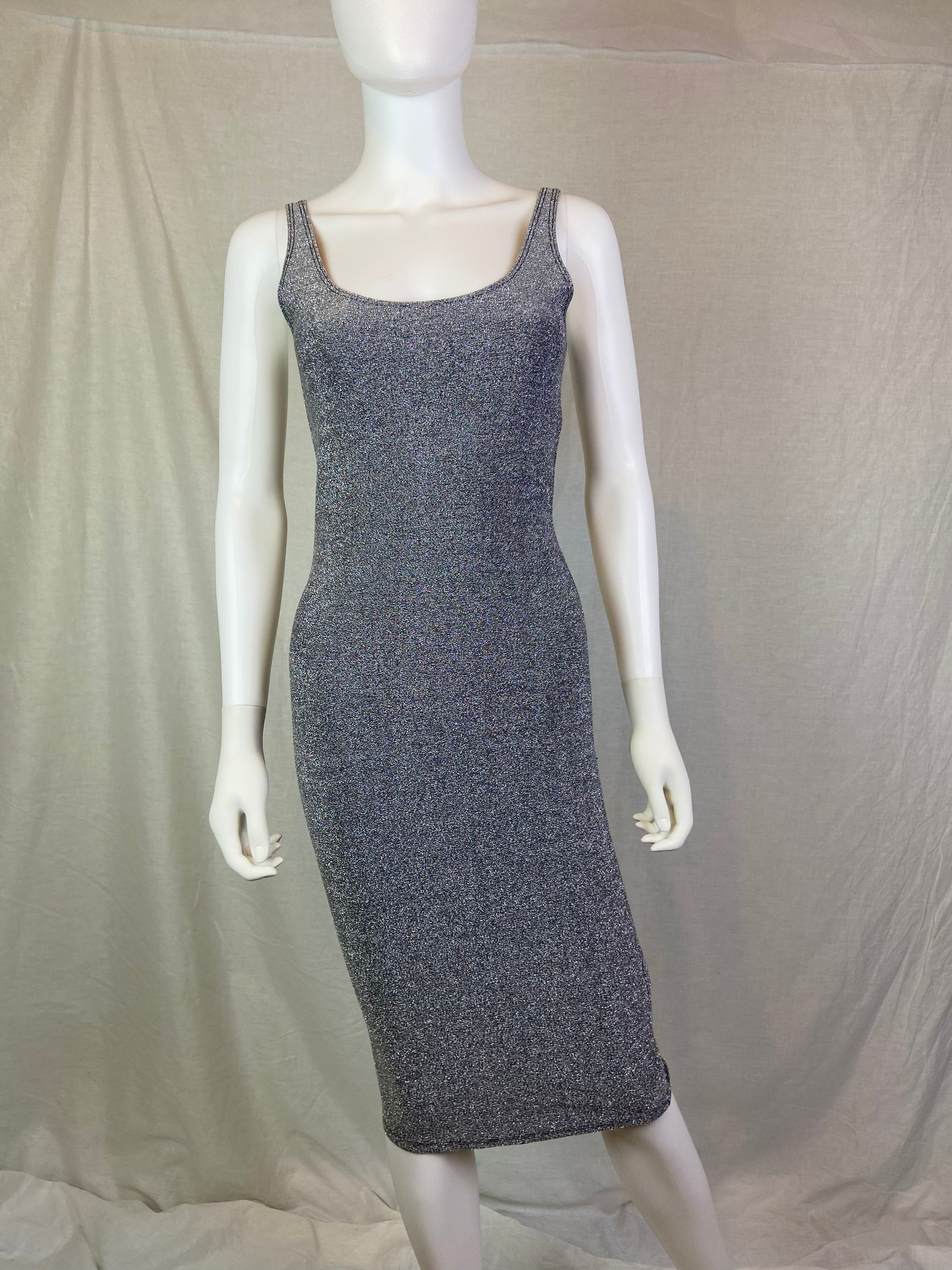 Forever 21 Silver Glitter Stretch Tank Cocktail Dress NWT ABBY ESSIE STUDIOS