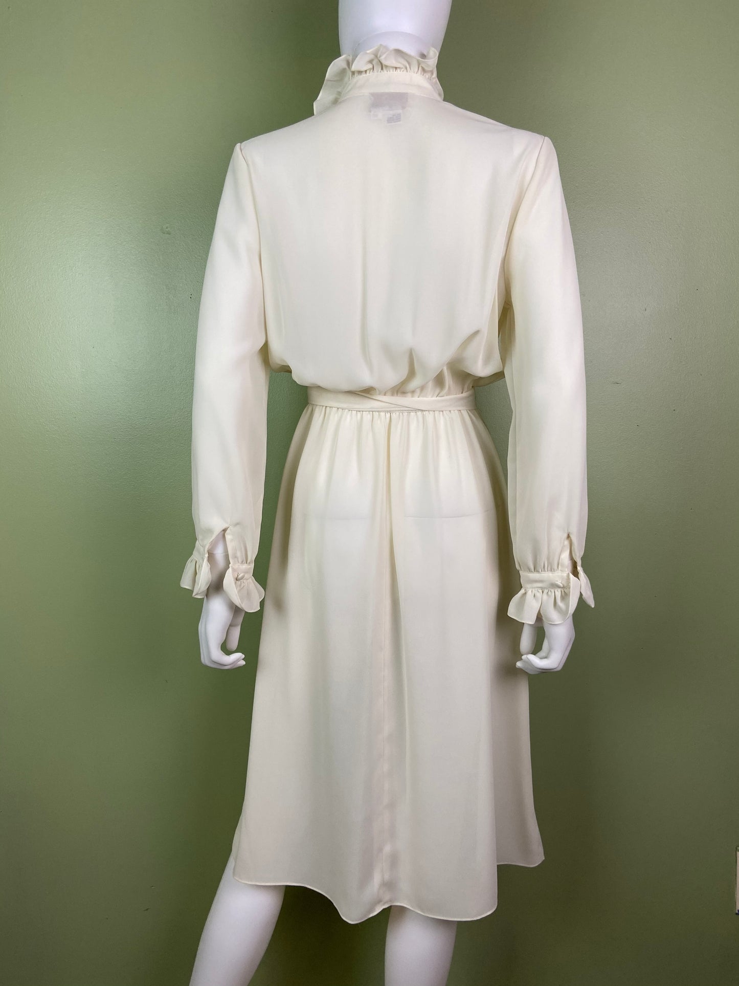 Vintage Astor One White Sheer Ruffle Pleated Fluid Disco Dress Abby Essie