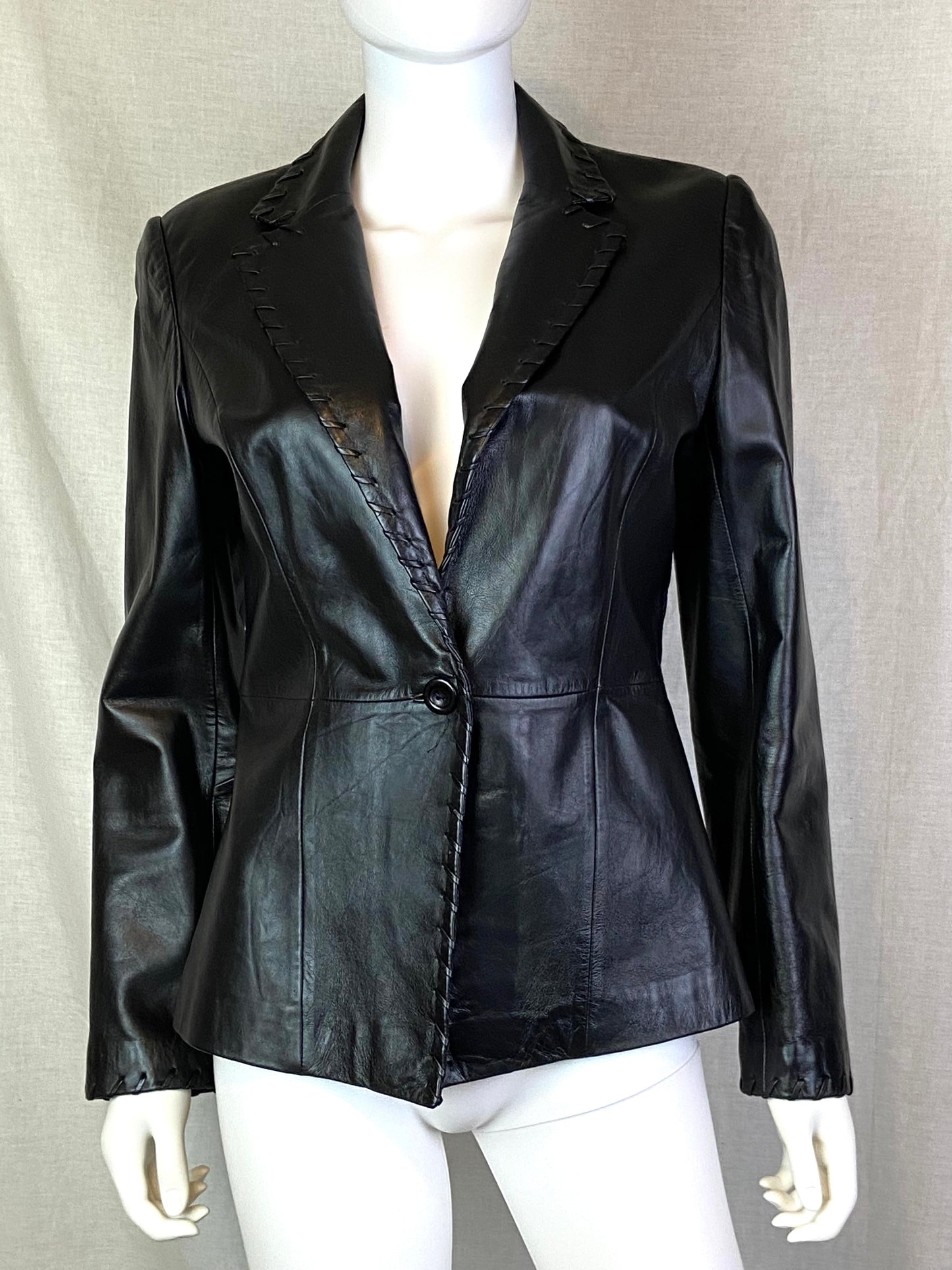 Cache Black Leather Blazer Jacket ABBY ESSIE STUDIOS