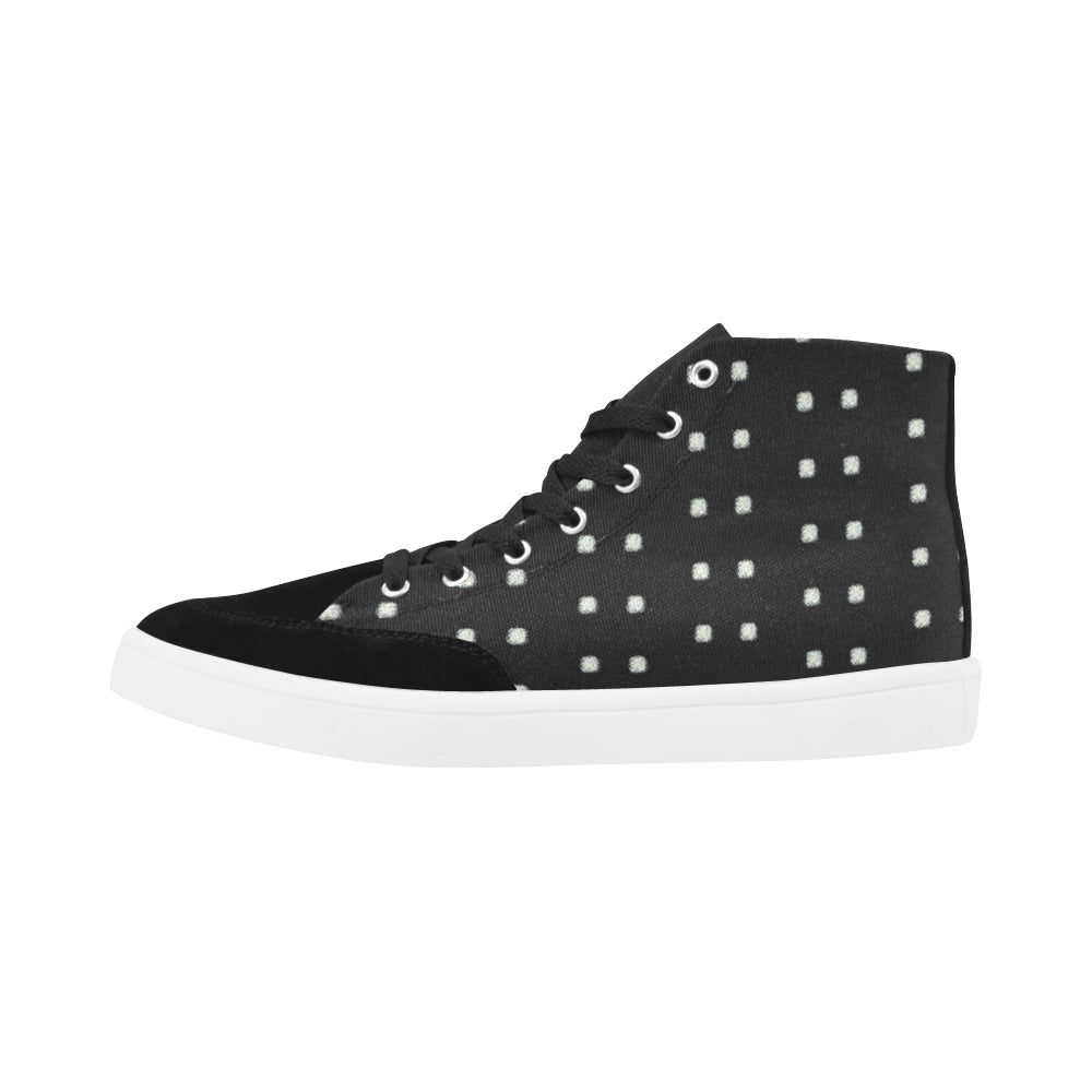 Suede High Top black bling polka dot Herdsman High Top Shoes for Women (Model 038) e-joyer
