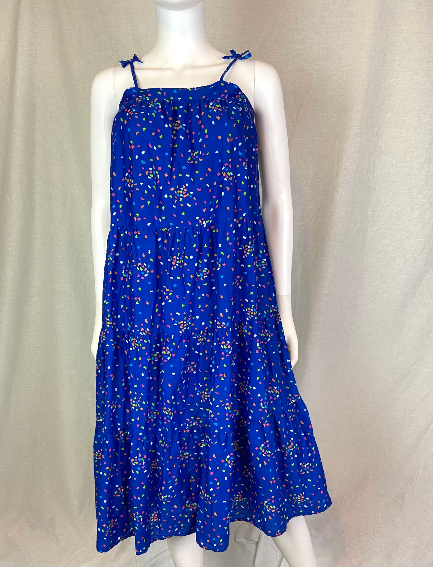 LAND’s END Blue Neon Geometric Sun Dress Medium 10-12 ABBY ESSIE STUDIOS