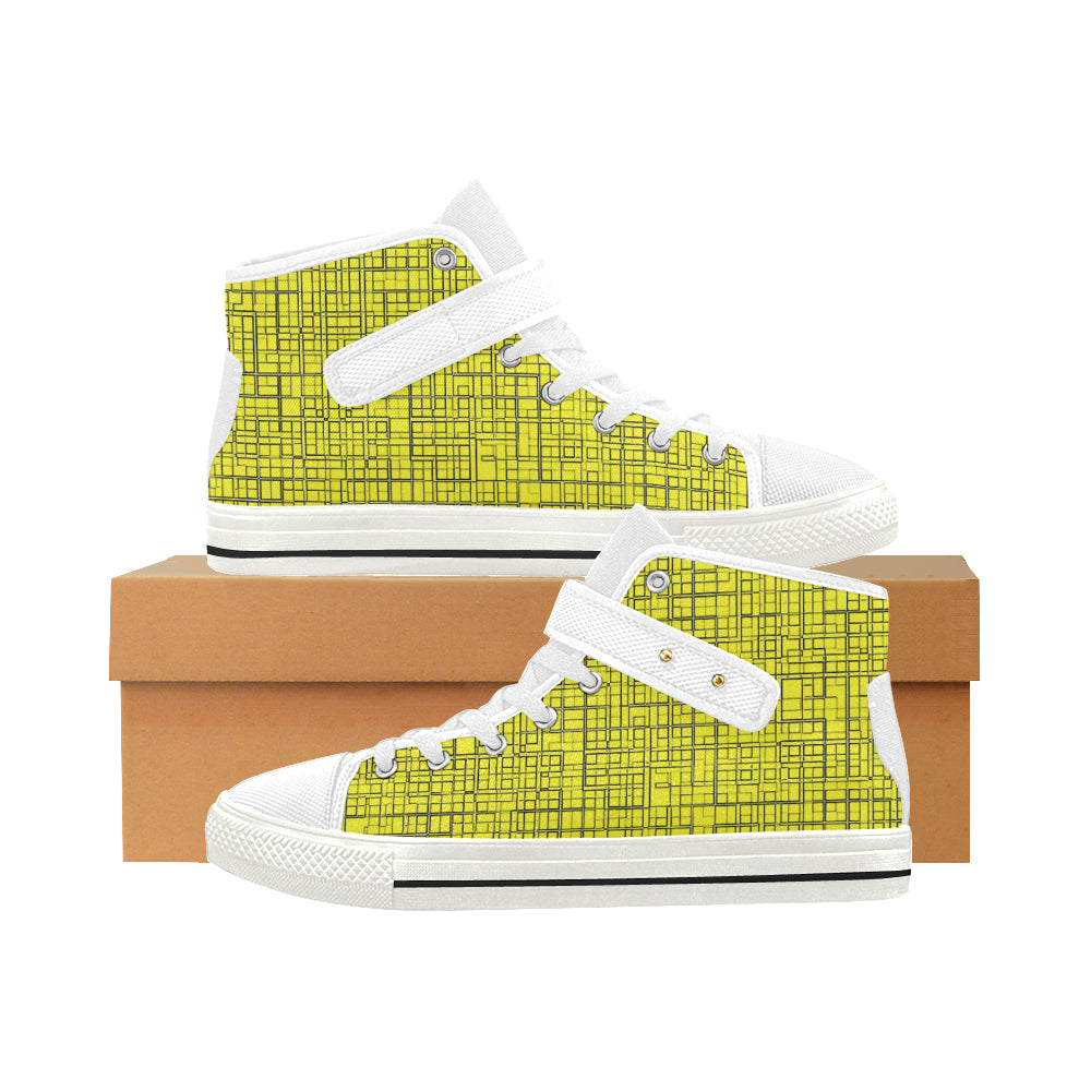 yellow grid 4.4 art Aquila Strap Women's Shoes (Model 1202) e-joyer