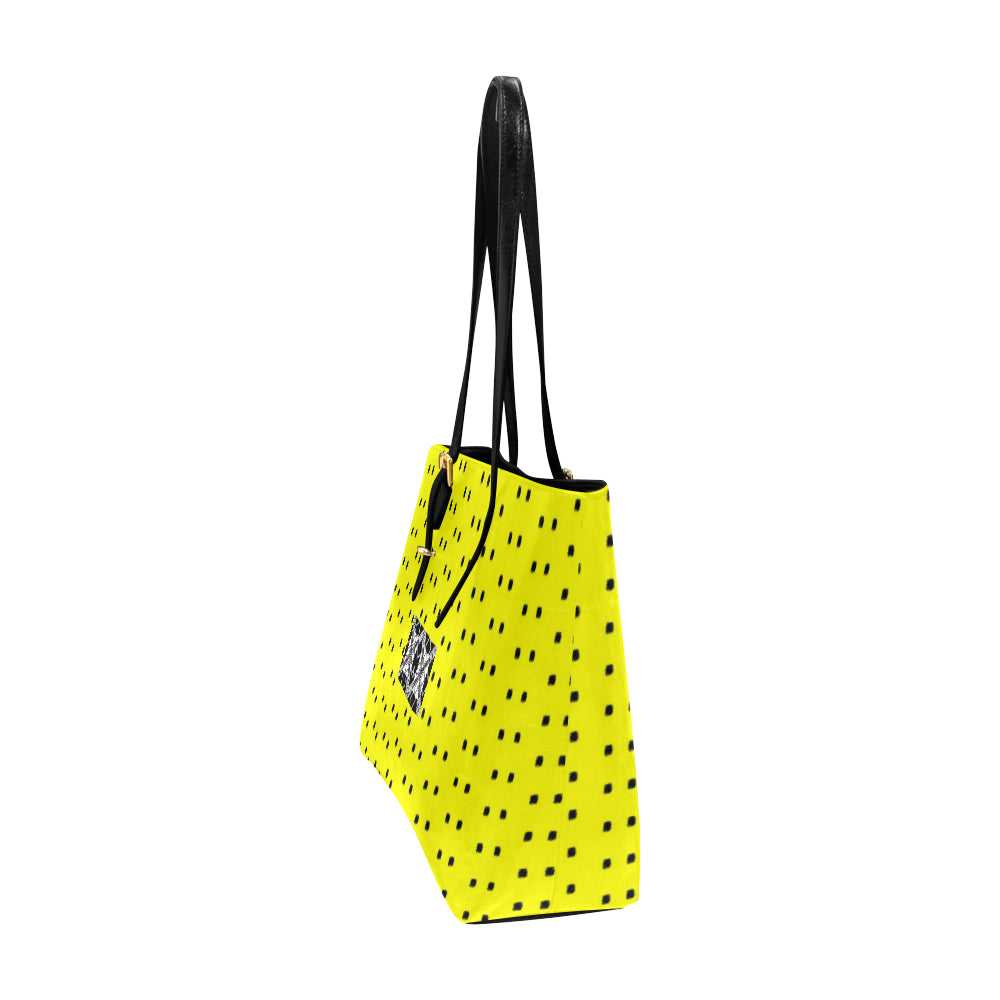 VIP Logo Polka Stripe Classic Leather Tote Bag e-joyer