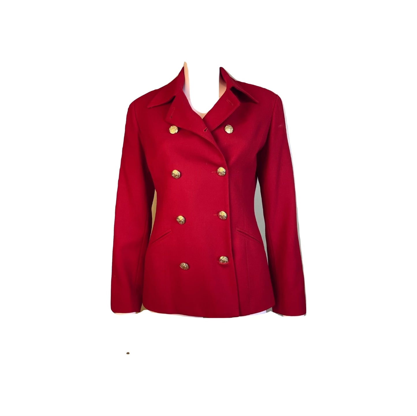 Red Wool Double Breasted Blazer
