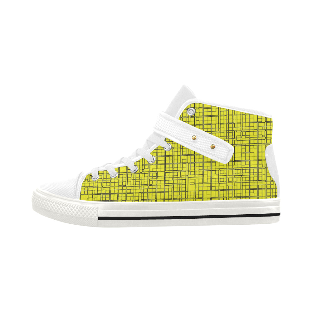 yellow grid 4.4 art Aquila Strap Women's Shoes (Model 1202) e-joyer