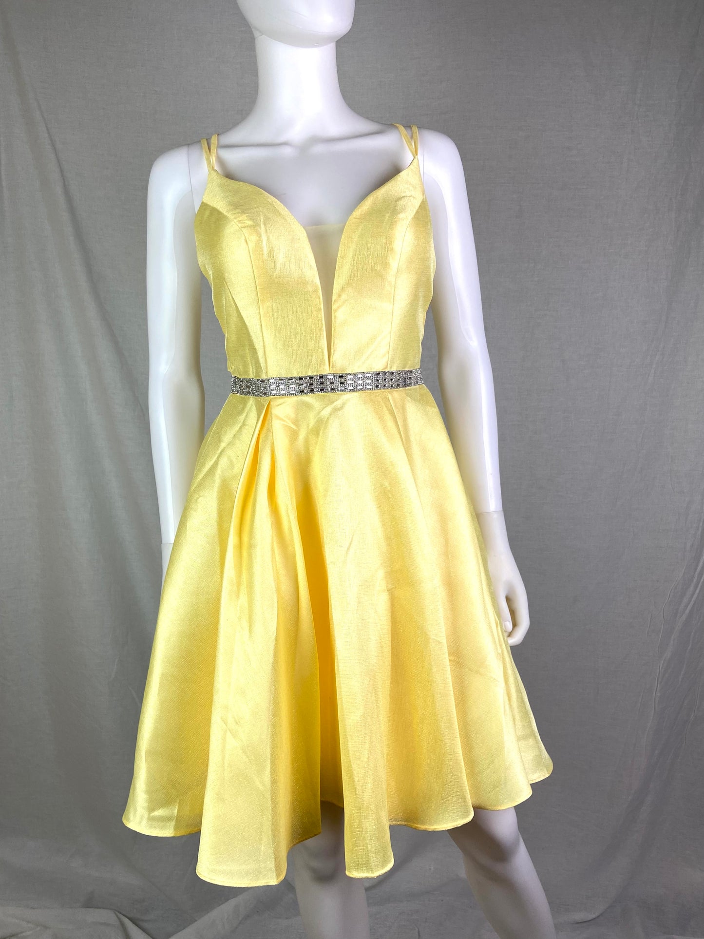 Vintage Promgirl Yellow Glitter Rhinestone Cocktail Dress ABBY ESSIE STUDIOS