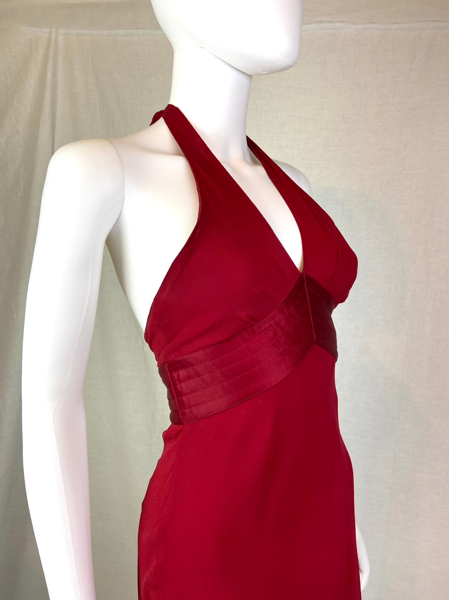 Vintage Express Red Silk Marilyn Monroe Halter Dress ABBY ESSIE STUDIOS