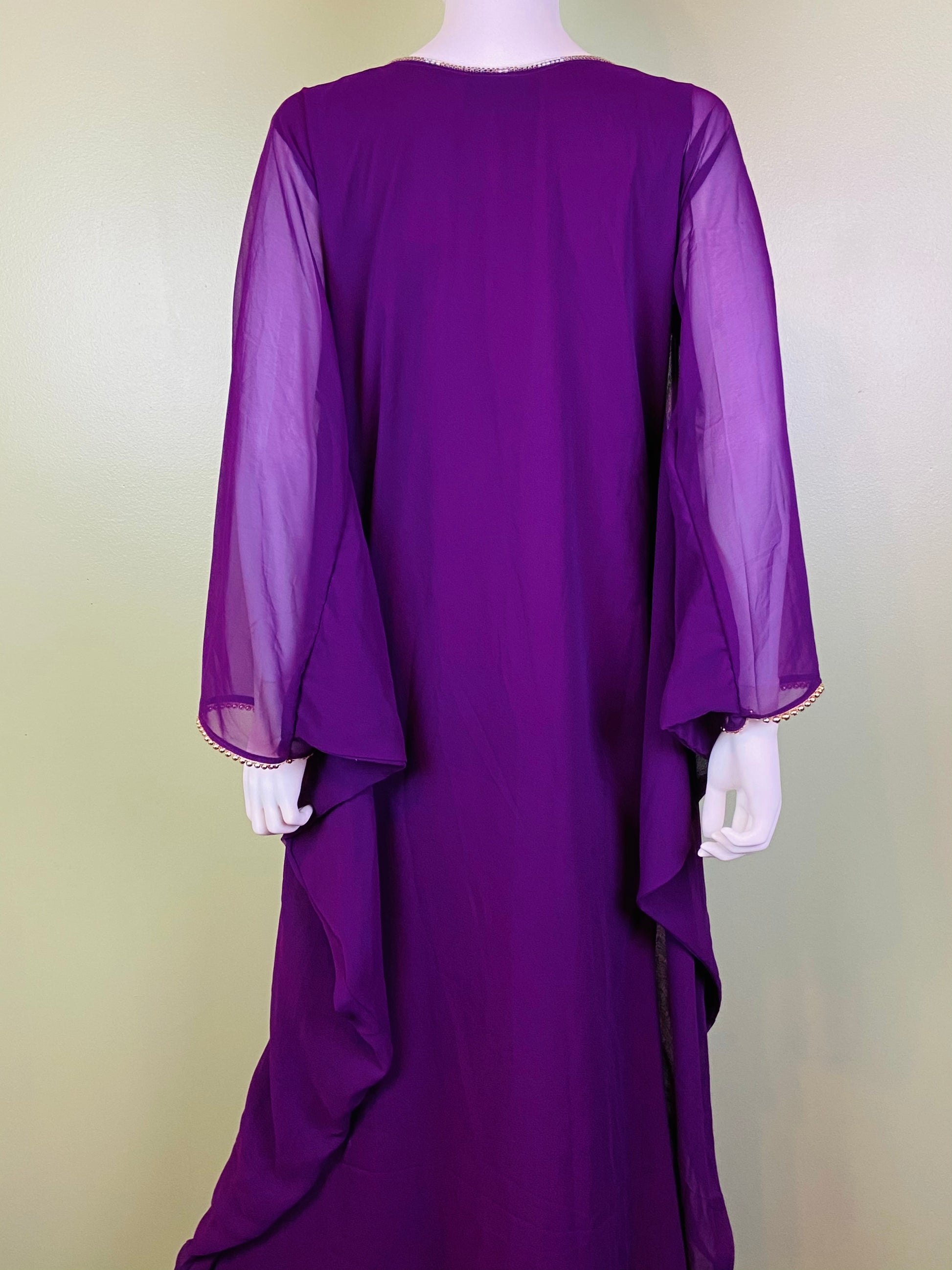 Regal Beaded Purple Kaftan Caftan Mu Mu ABBY ESSIE Designer & Vintage