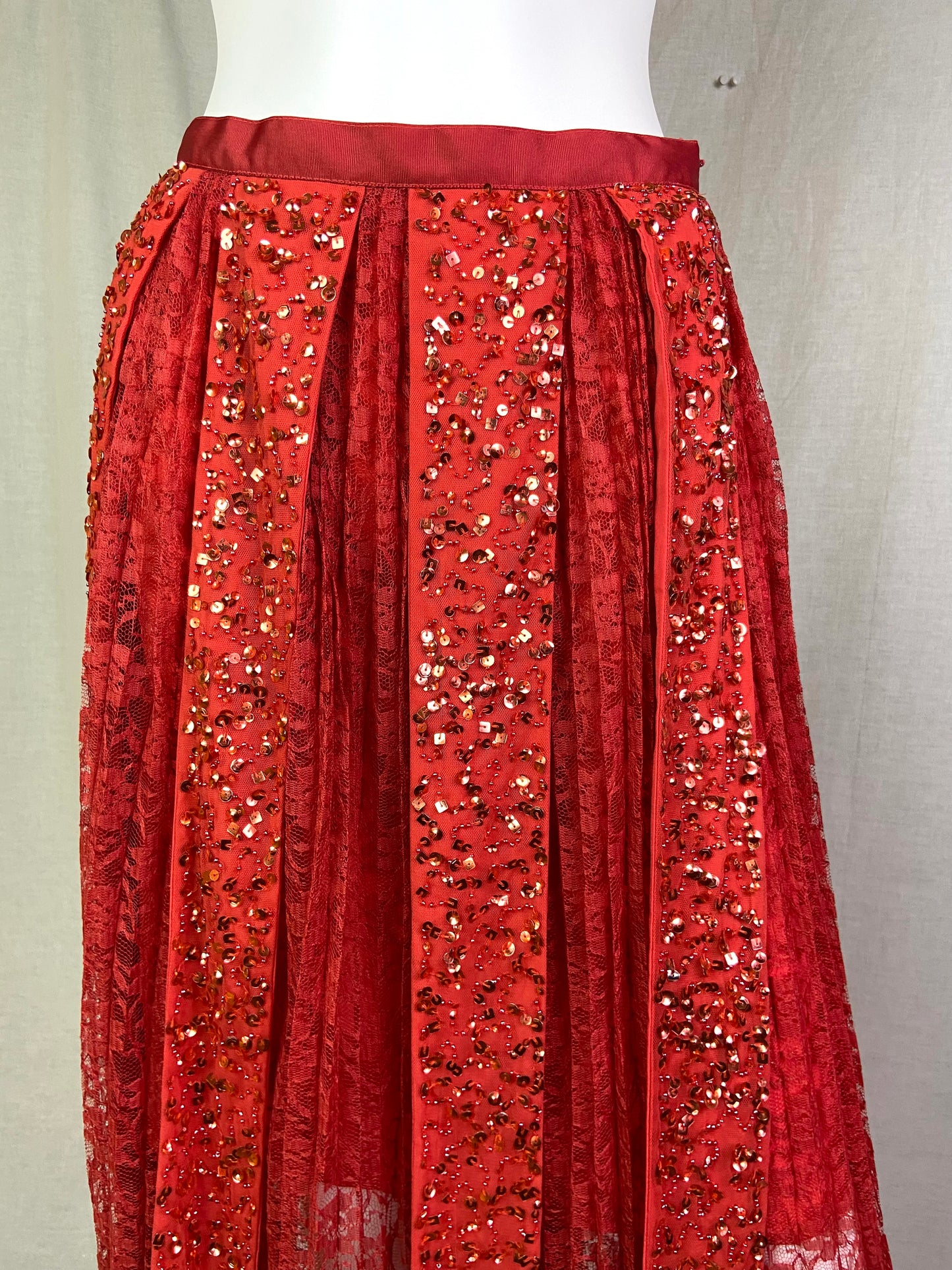 French Connecticut Red Lance Sequin Skirt NWT ABBY ESSIE STUDIOS