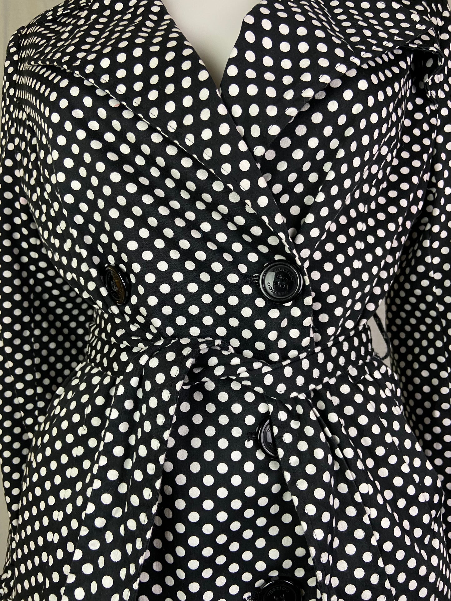 Vertigo Black White Polka Dot Raincoat Duster ABBY ESSIE STUDIOS