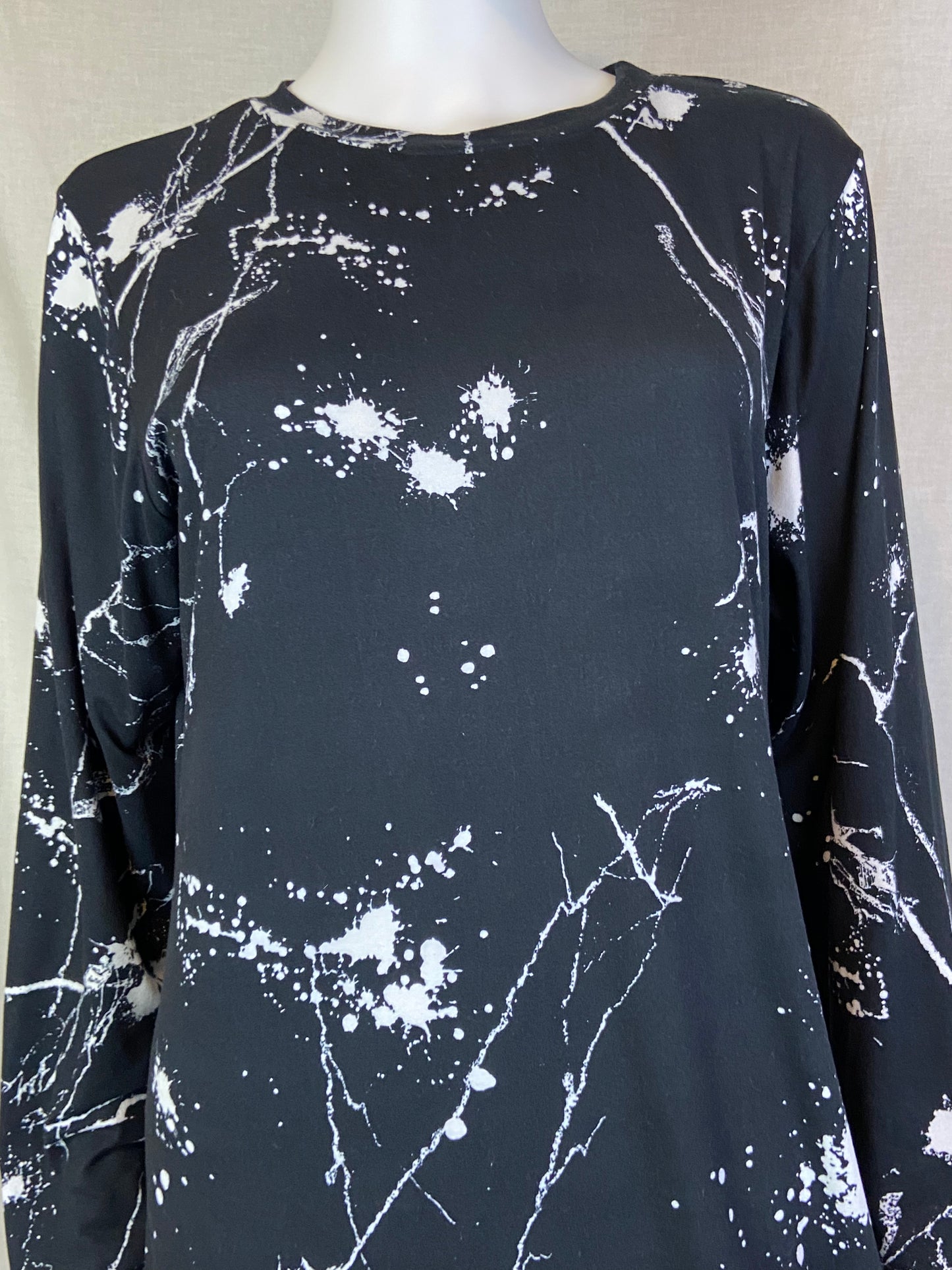 Rebdolls Black White Paint Splash Graffiti Maxi Tee Dress ABBY ESSIE STUDIOS