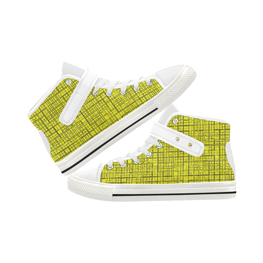 yellow grid 4.4 art Aquila Strap Women's Shoes (Model 1202) e-joyer
