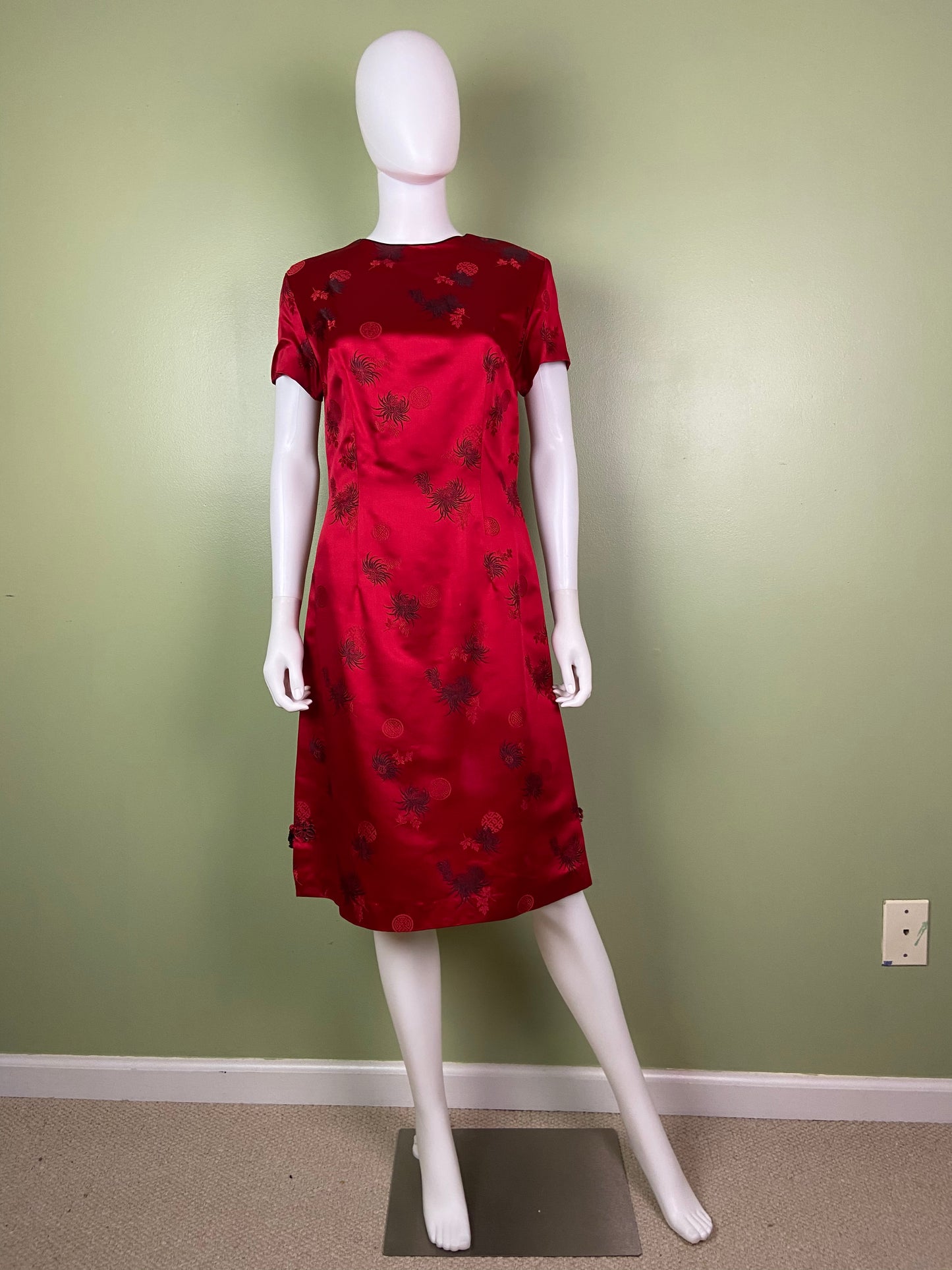 VIntage Hope Brothers Bespoke Red Satin Suit Dress SUGA LANE