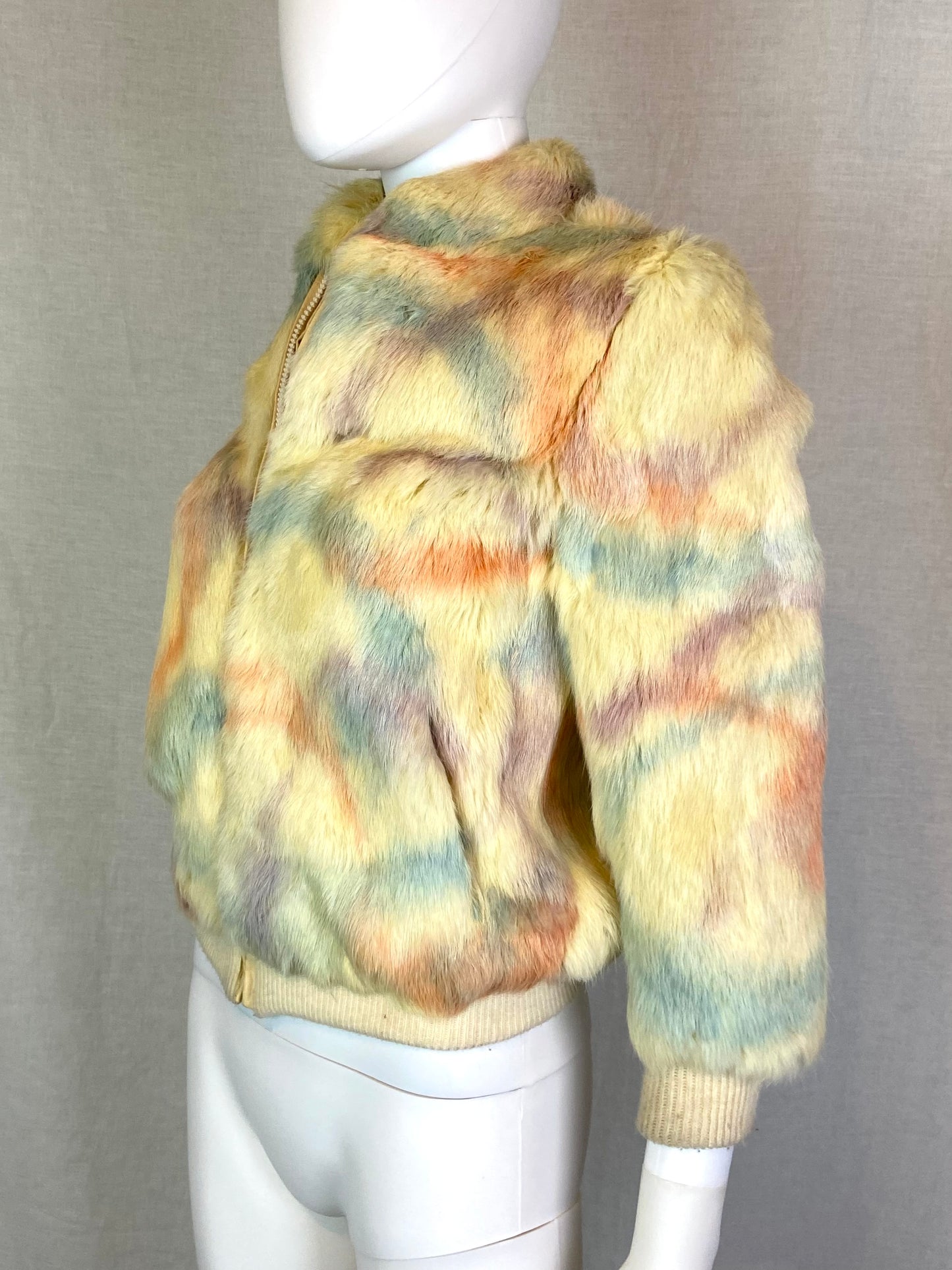 Vintage Comex Rainbow Tie Dye Fur Coat ABBY ESSIE STUDIOS