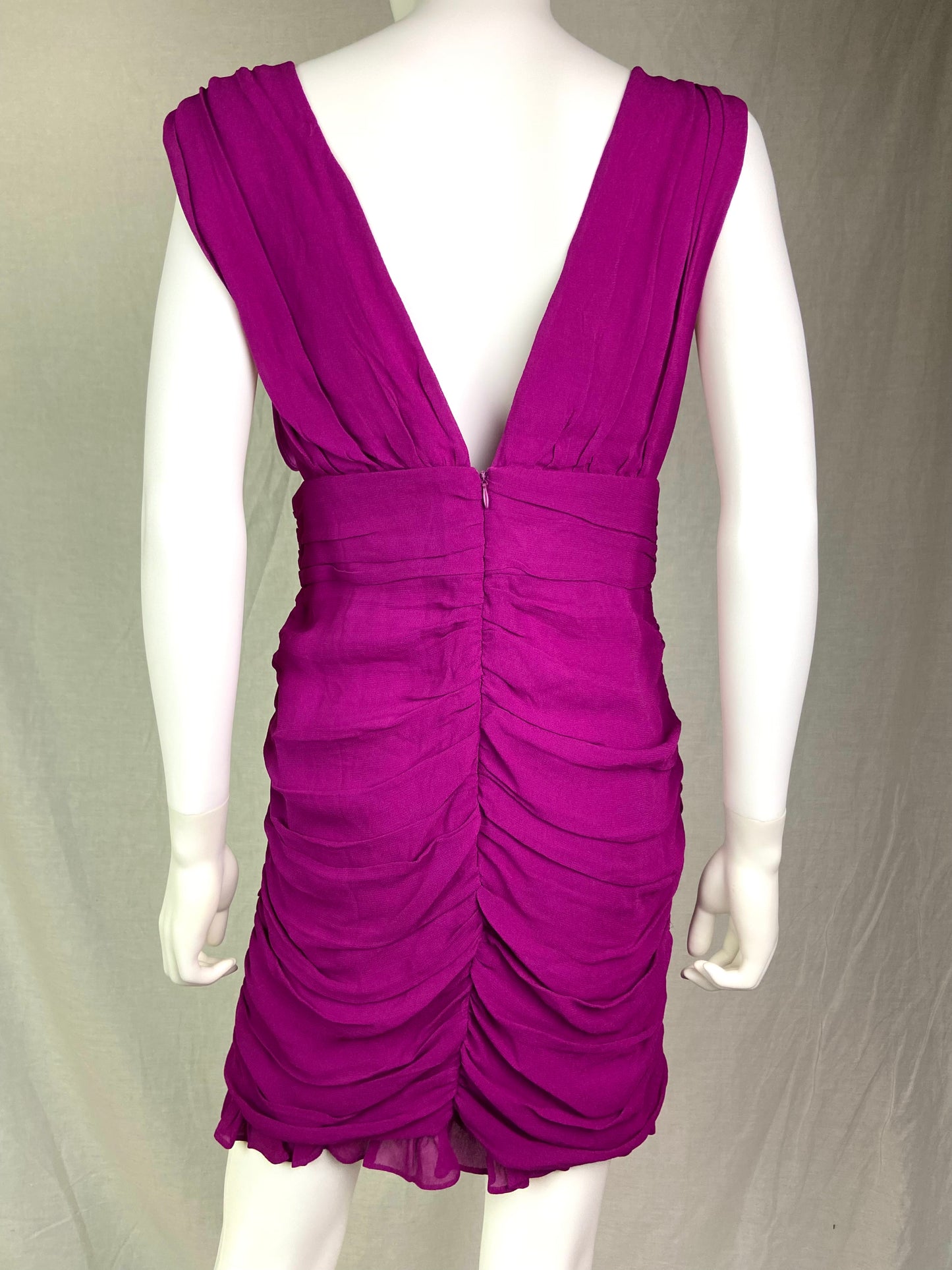 Forever 21 Violet Pink Silk Ruche Cocktail Dress NWT ABBY ESSIE STUDIOS