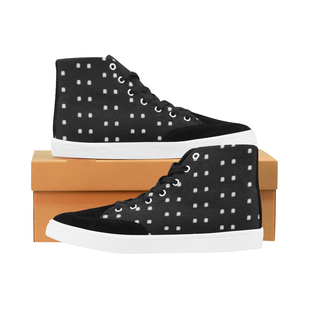 Suede High Top black bling polka dot Herdsman High Top Shoes for Women (Model 038) e-joyer