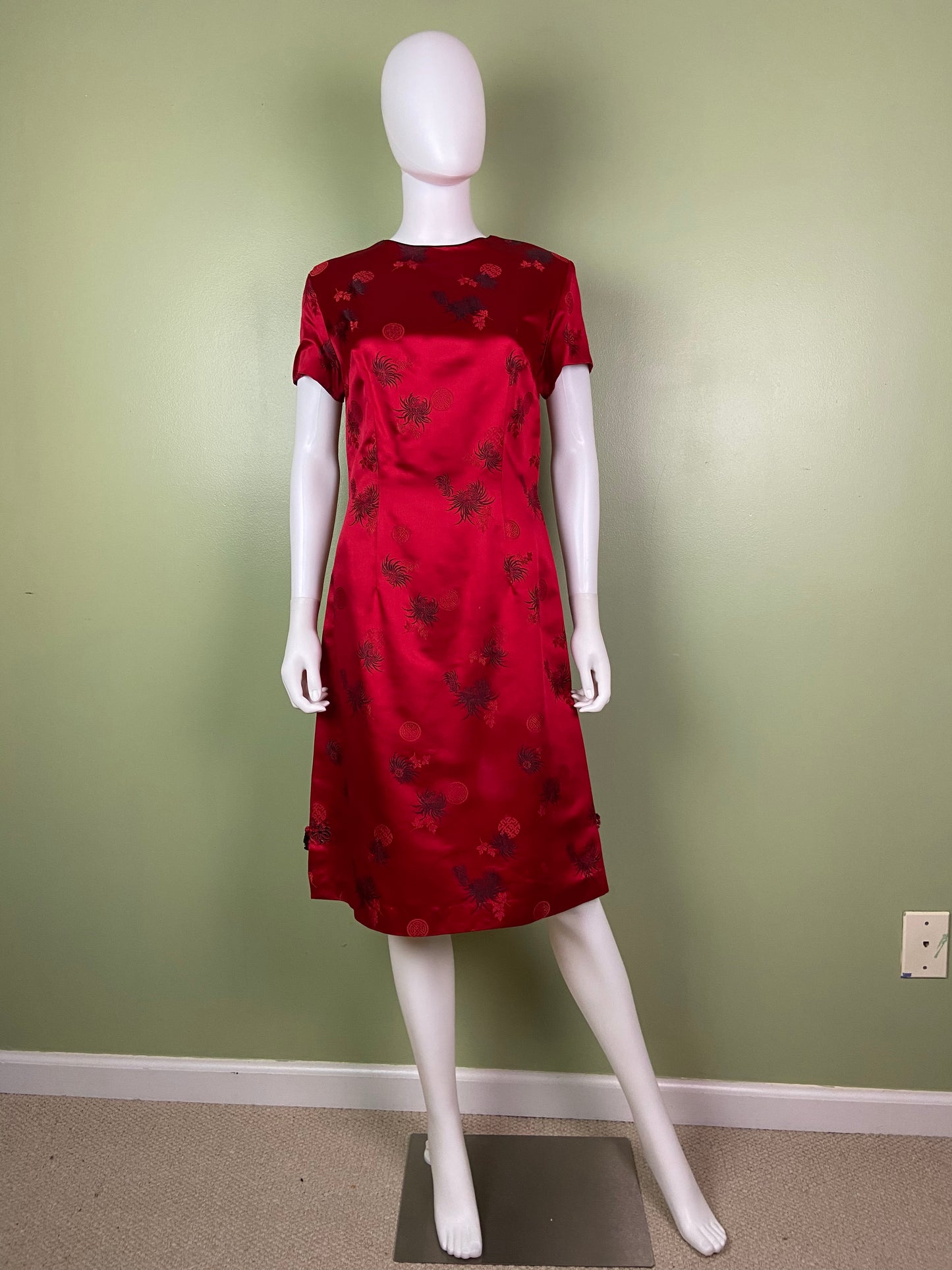 VIntage Hope Brothers Bespoke Red Satin Suit Dress SUGA LANE