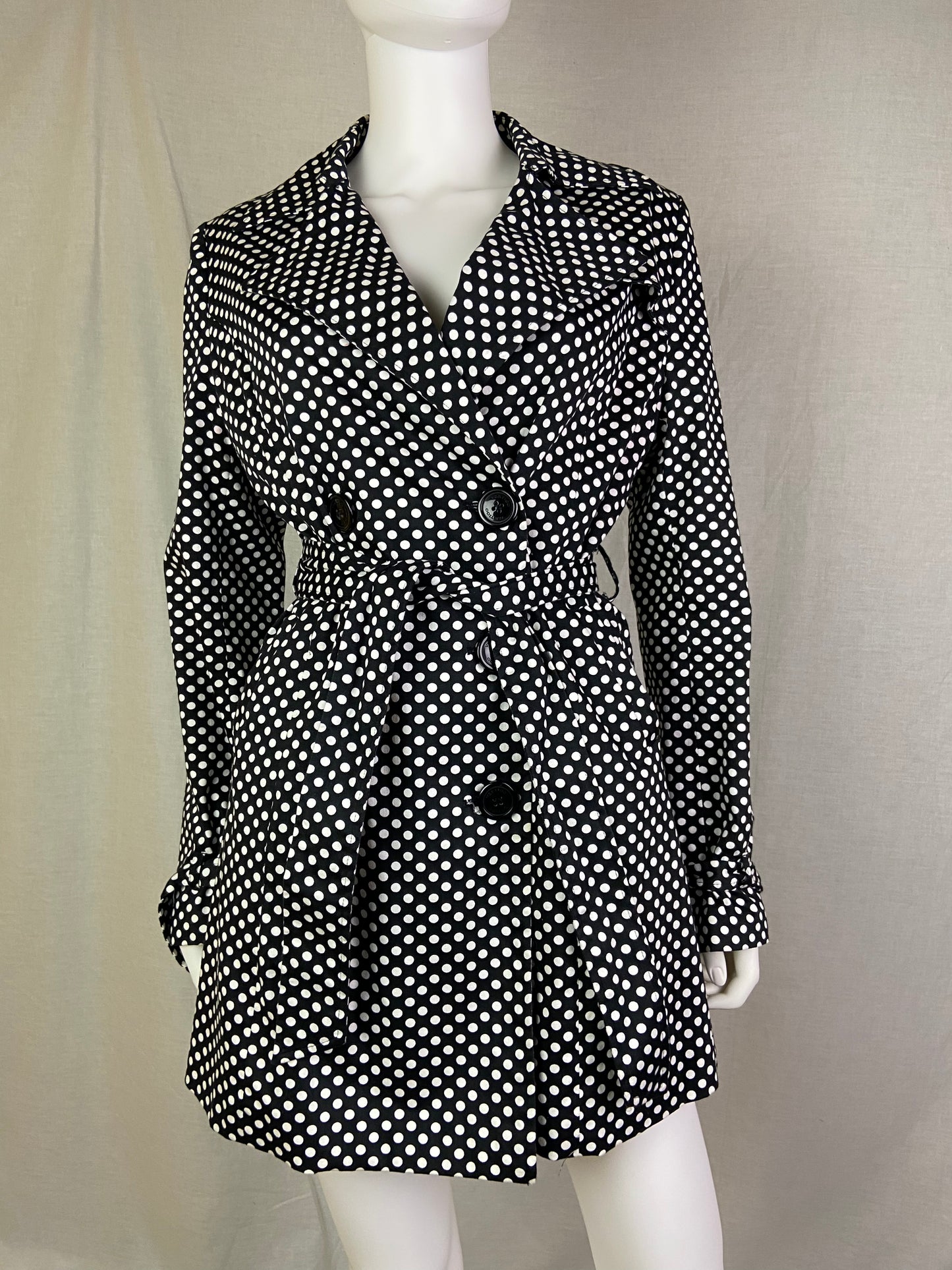 Vertigo Black White Polka Dot Raincoat Duster ABBY ESSIE STUDIOS
