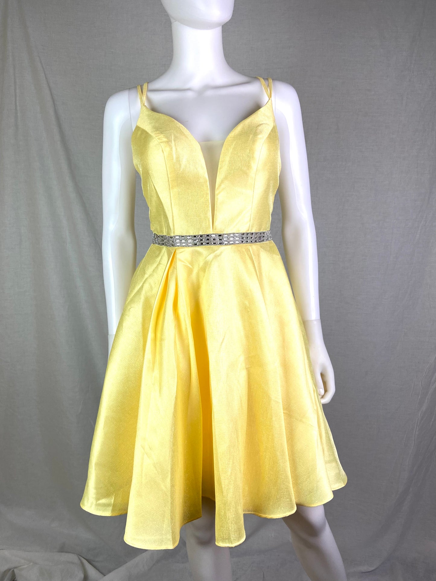 Vintage Promgirl Yellow Glitter Rhinestone Cocktail Dress ABBY ESSIE STUDIOS