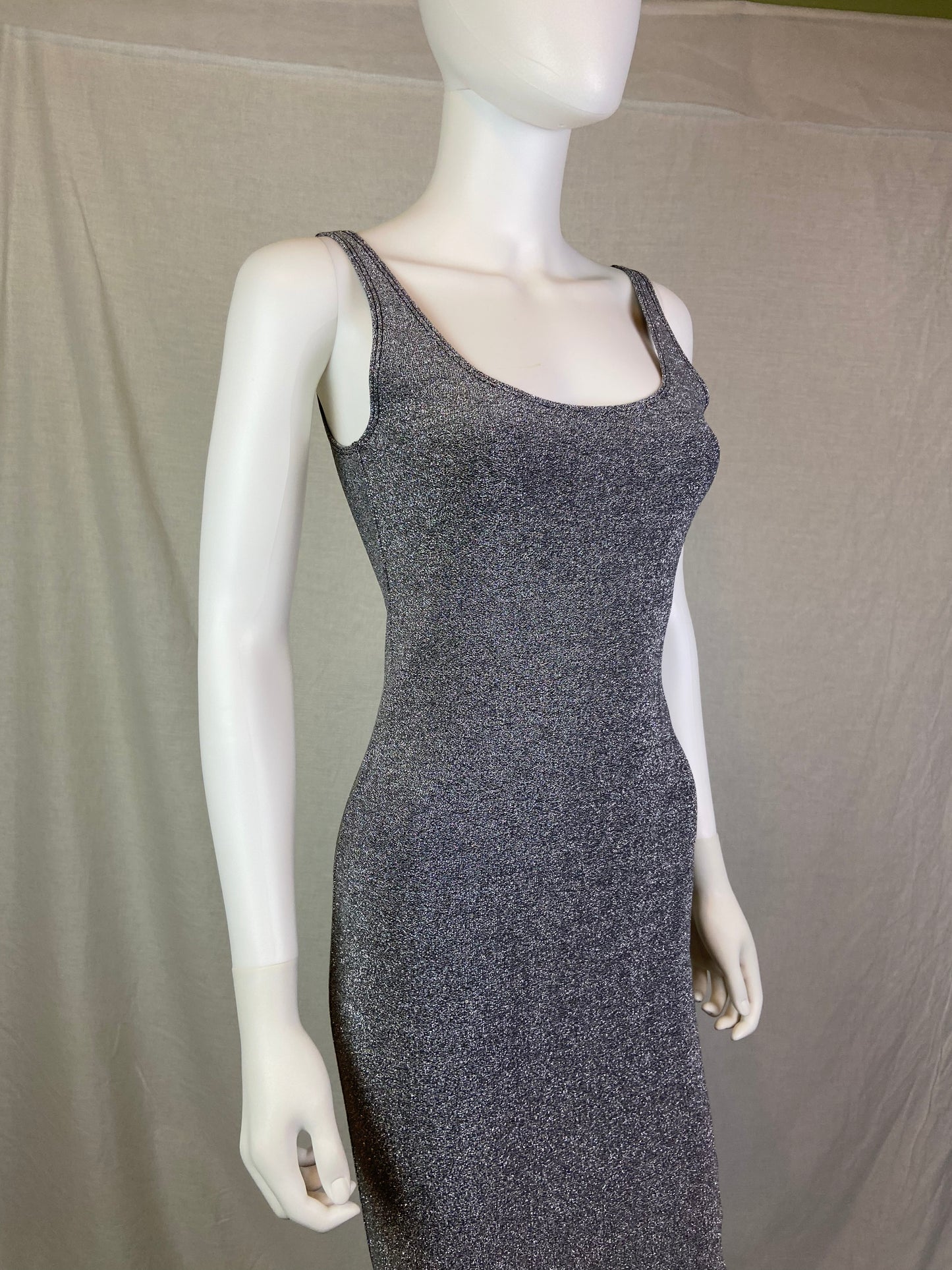 Forever 21 Silver Glitter Stretch Tank Cocktail Dress NWT ABBY ESSIE STUDIOS