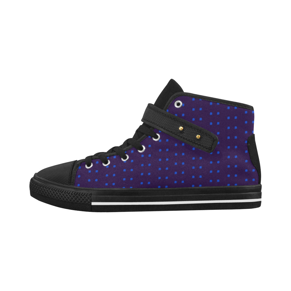 Fabric57 polka dots navy violet blue royal large Aquila Strap Women's Shoes (Model 1202) e-joyer