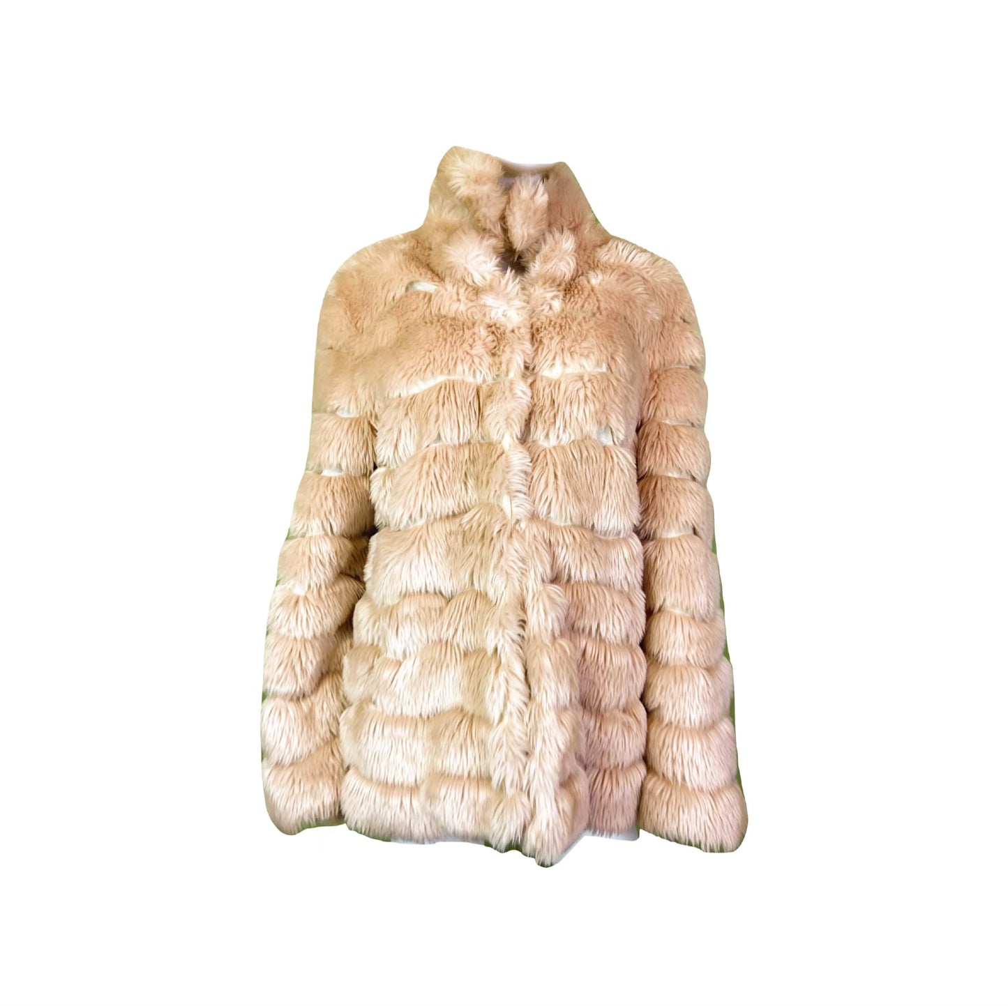 INC Blush Beige Faux Fur Coat ABBY ESSIE Designer & Vintage