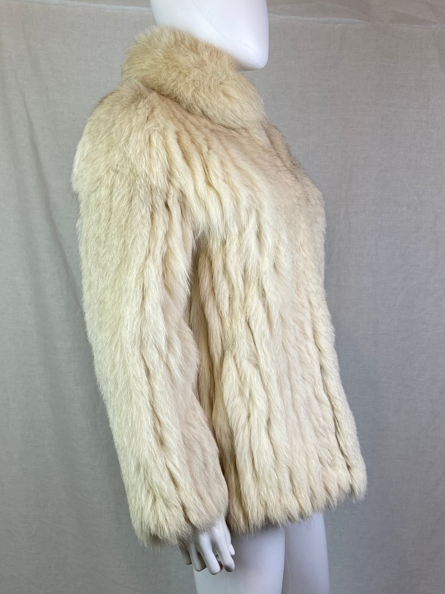 Vintage Cream White Gray FOX Fur Coat ABBY ESSIE STUDIOS