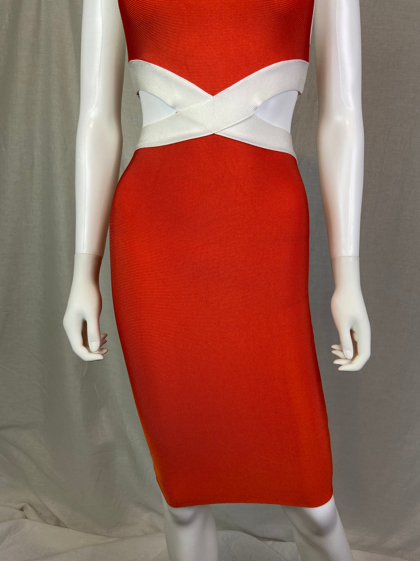 GUESS Orange Cream White Cut Out Cocktail Stretch Dress