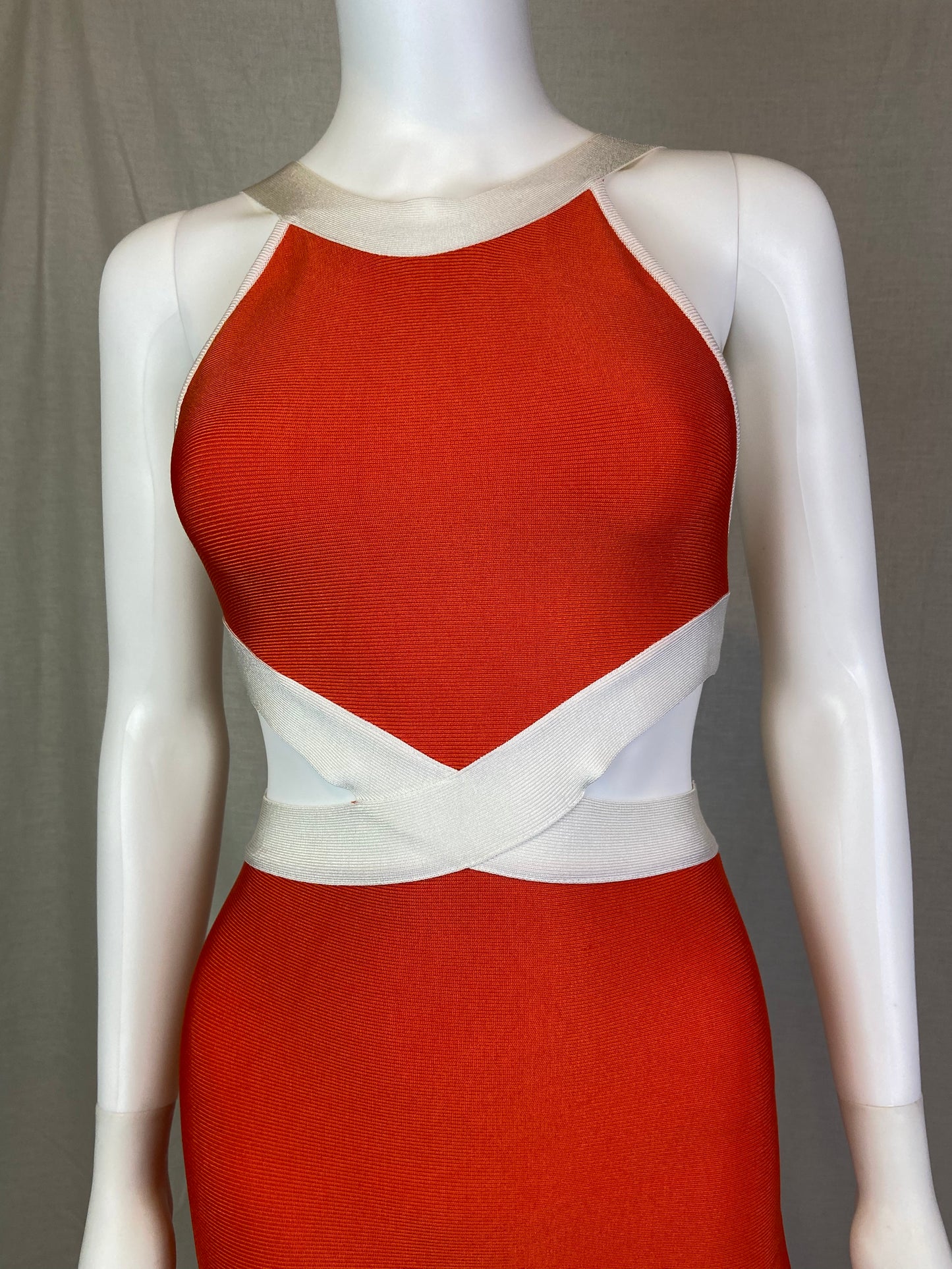 GUESS Orange Cream White Cut Out Cocktail Stretch Dress