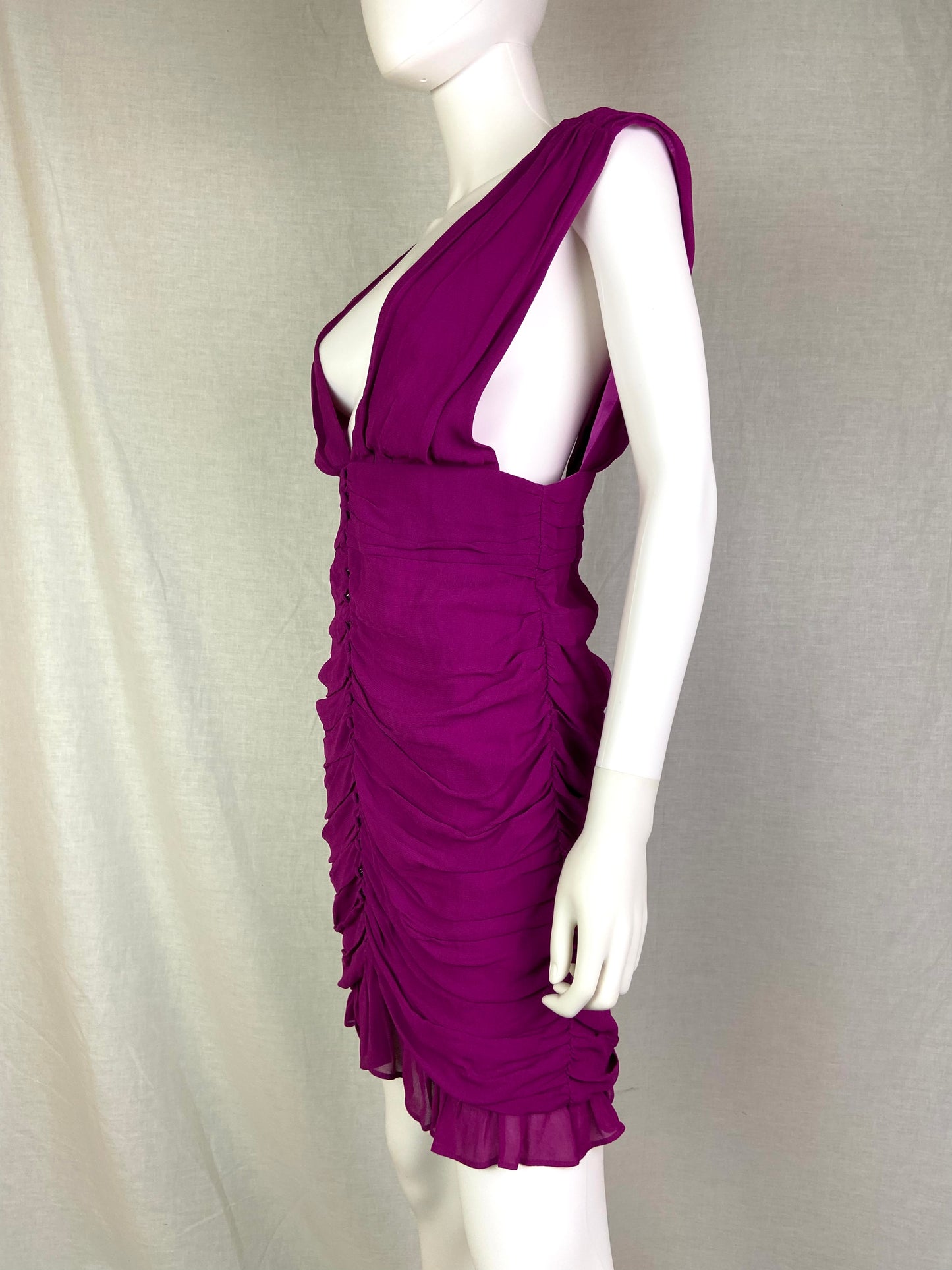 Forever 21 Violet Pink Silk Ruche Cocktail Dress NWT ABBY ESSIE STUDIOS