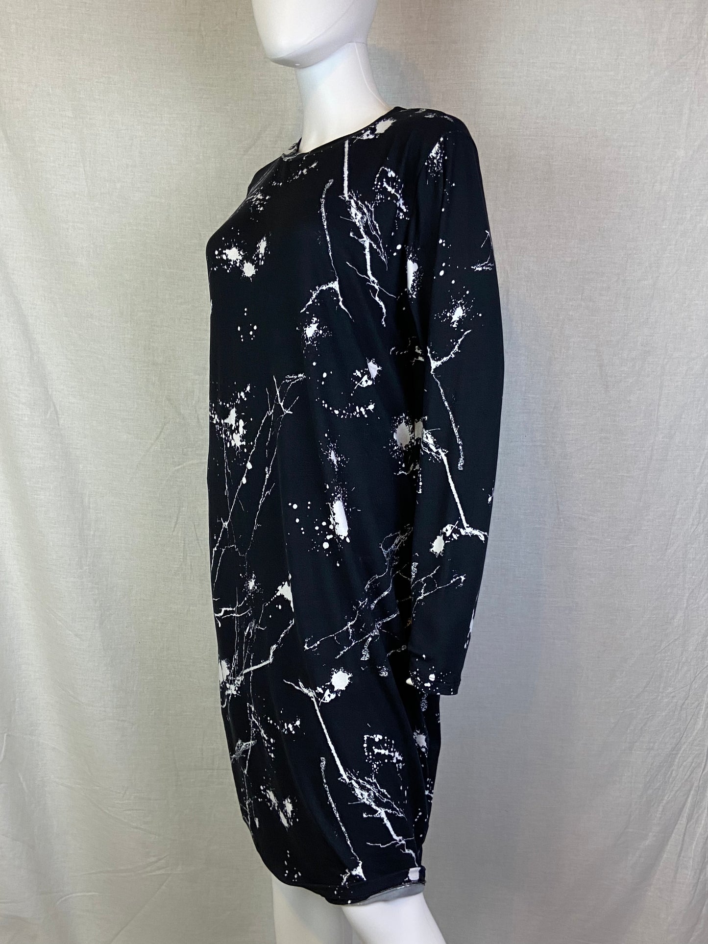 Rebdolls Black White Paint Splash Graffiti Maxi Tee Dress ABBY ESSIE STUDIOS