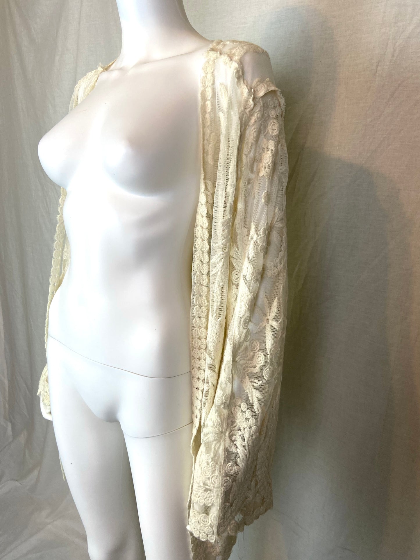 Cream White Lace Victorian Shawl Jacket Coverlet 1X ABBY ESSIE STUDIOS