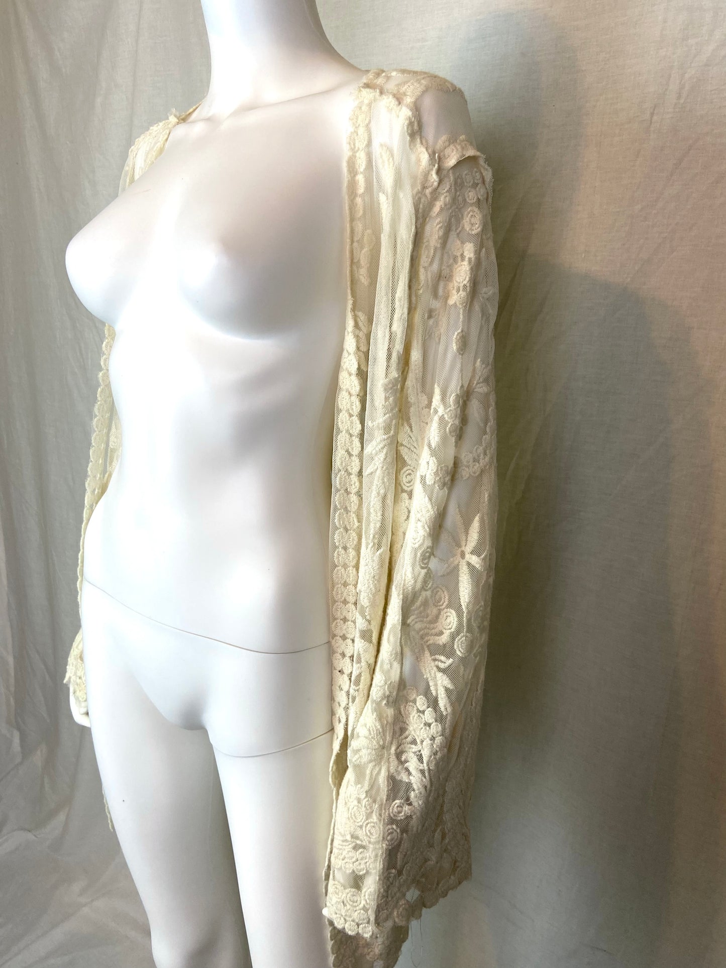 Cream White Lace Victorian Shawl Jacket Coverlet 1X ABBY ESSIE STUDIOS