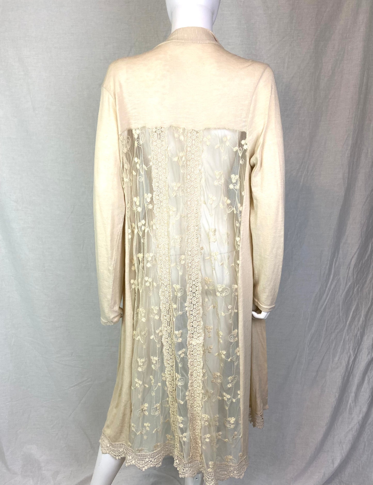 Beige Long Lace Sweater Cover Lg