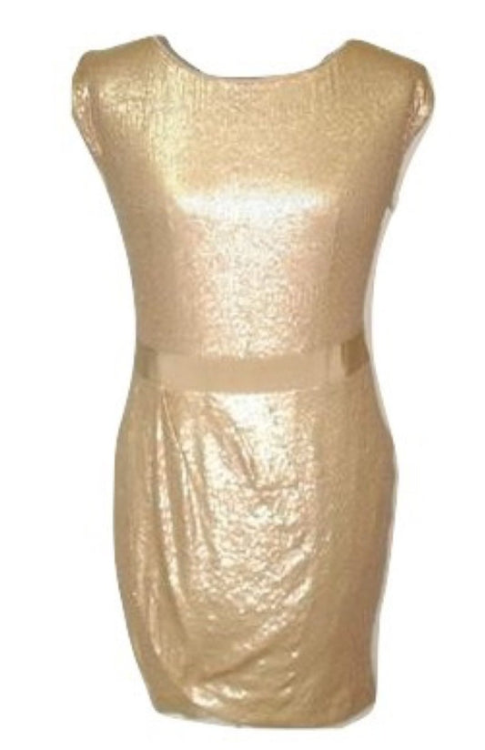 NWT LAUNDRY Shelli Segal Cream Nude Sequin Stretch Cocktail Formal Dress Abby Essie