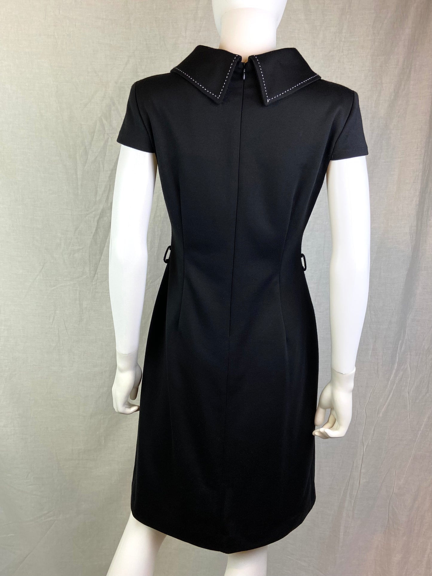 London Times Black Retro 60s Style Wool Sheath Dress ABBY ESSIE STUDIOS
