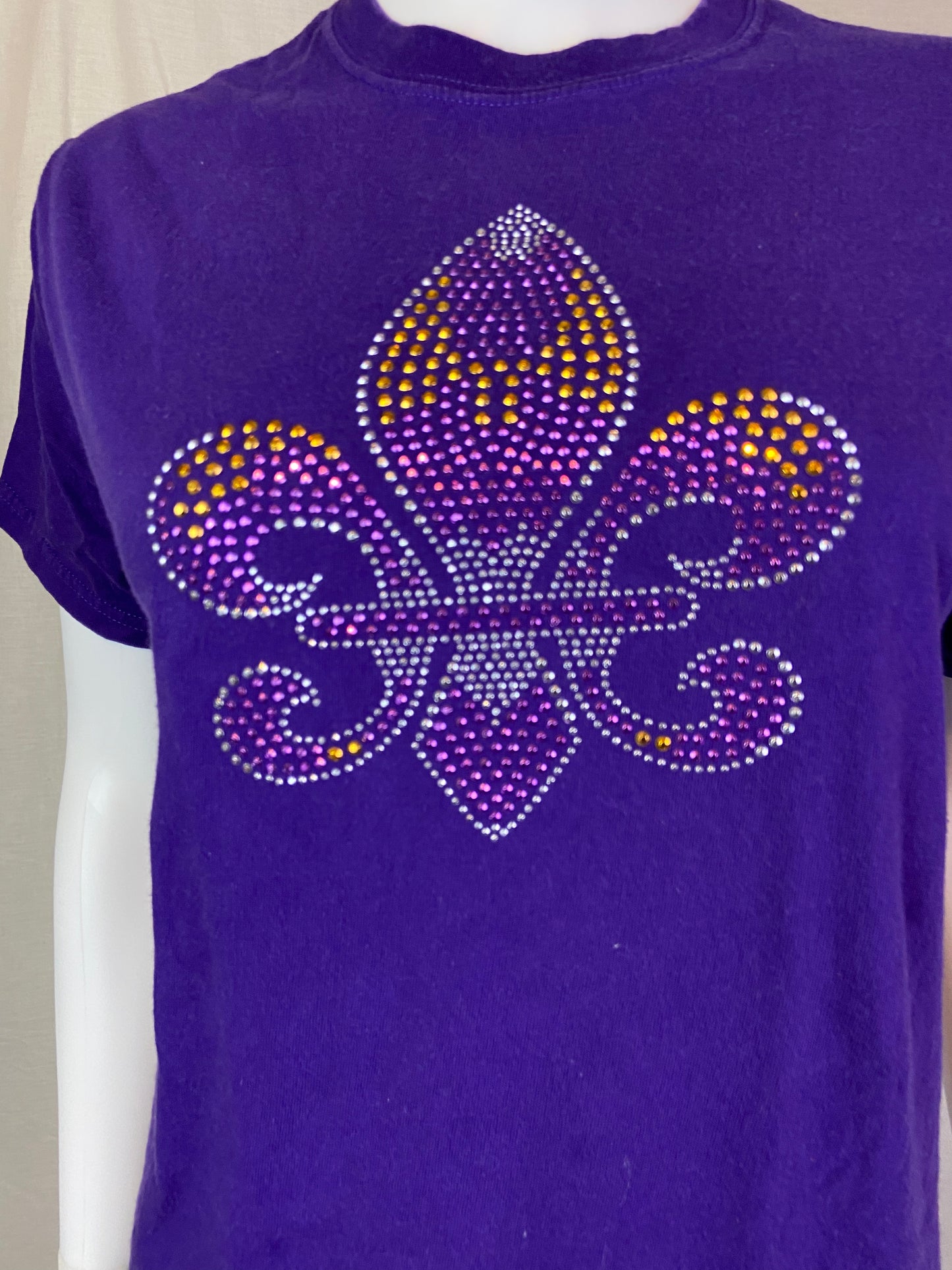 Purple Rhinestone Cotton New Orleans Tee ABBY ESSIE STUDIOS